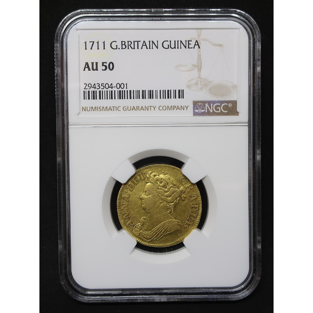 1711 イギリス ギニー金貨 アン女王 AU50 NGC image4