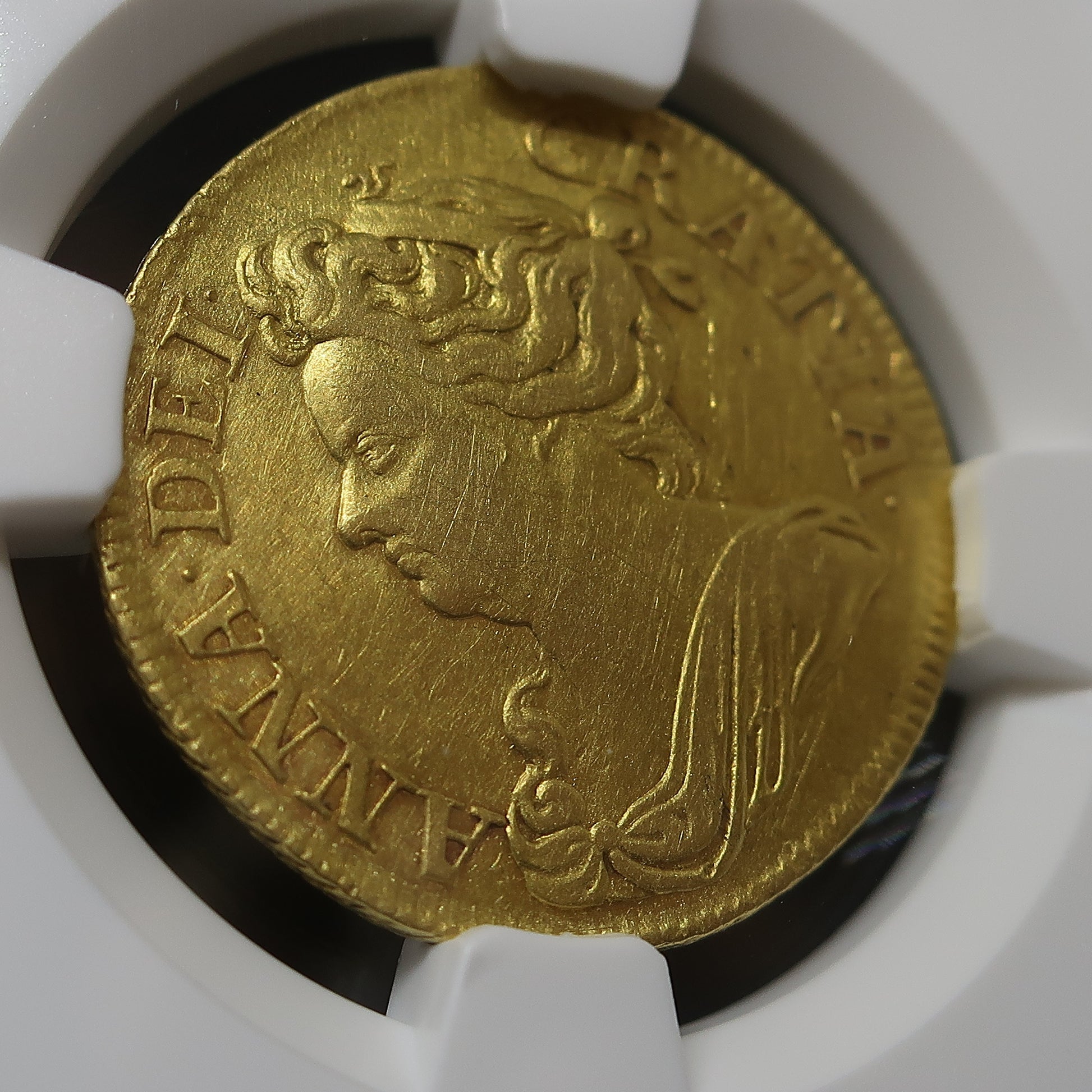1711 イギリス ギニー金貨 アン女王 AU50 NGC image6