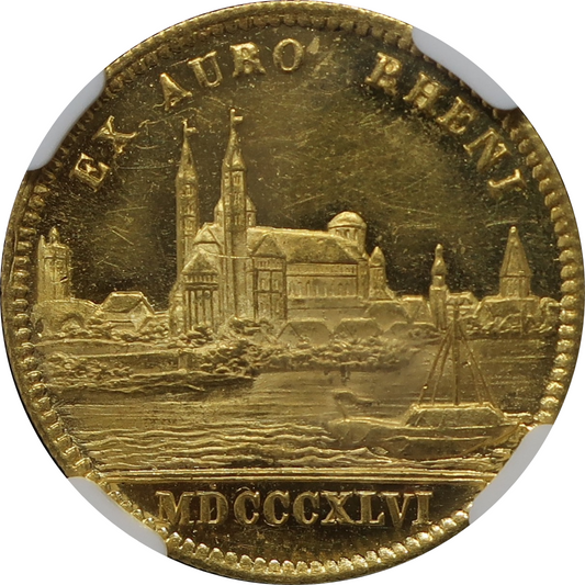 1846 ドイツ バイエルン ダカット金貨 ルートヴィヒ1世 都市景観 ライン川 MS62 PL NGC - CoinBlessing(コインブレッシング)