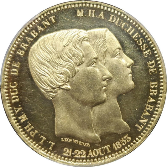 1853 ベルギー 100フラン金貨 レオポルド1世 皇太子ご成婚記念 PCGS PR62 DC DeepCameo - CoinBlessing