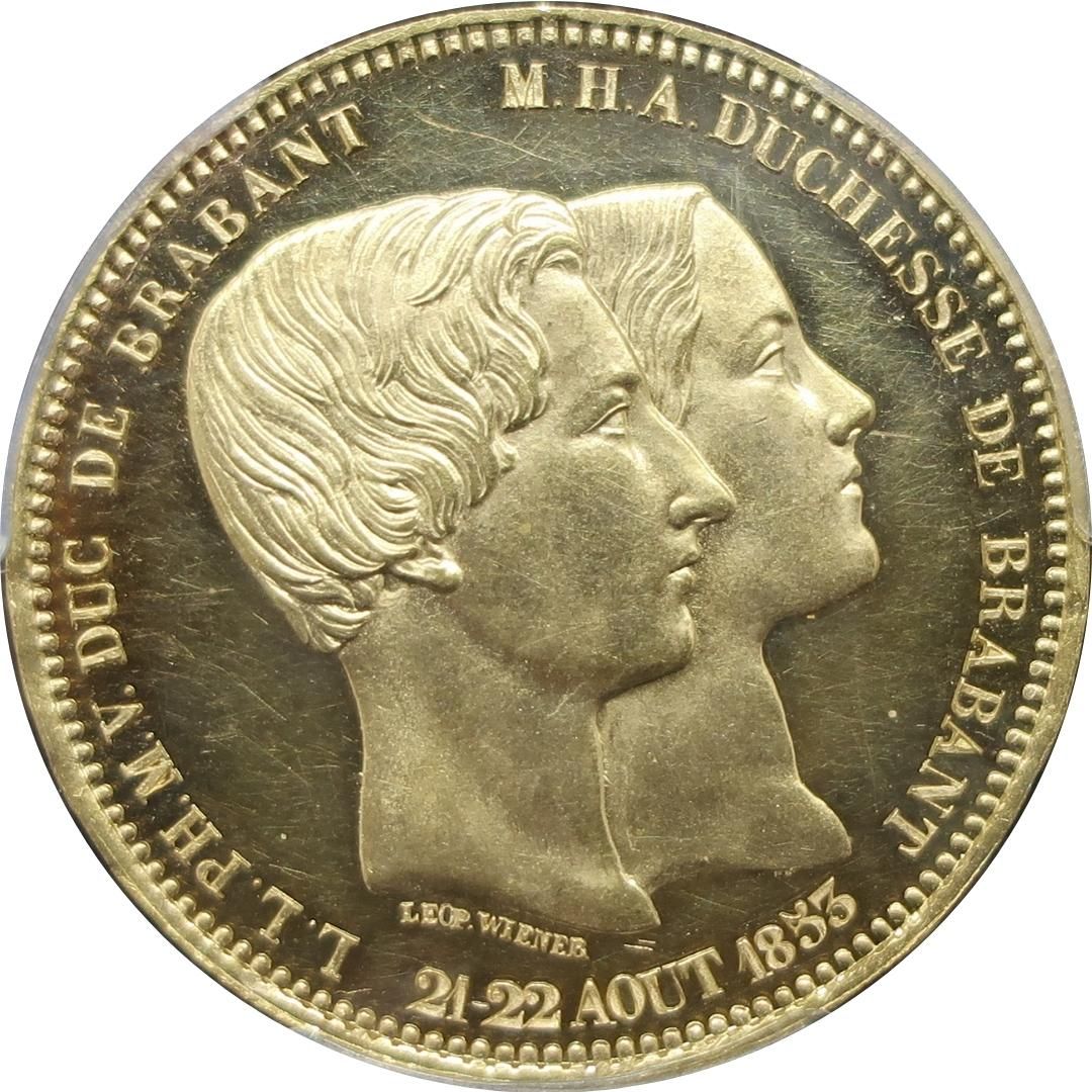 1853 ベルギー 100フラン金貨 レオポルド1世 皇太子ご成婚記念 PCGS PR62 DC DeepCameo - CoinBlessing