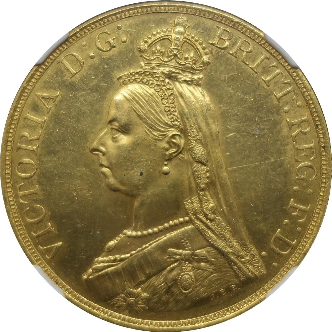 1887 イギリス 5ポンド金貨 ヴィクトリア女王 ジュビリーヘッド NGC MS62 - CoinBlessing