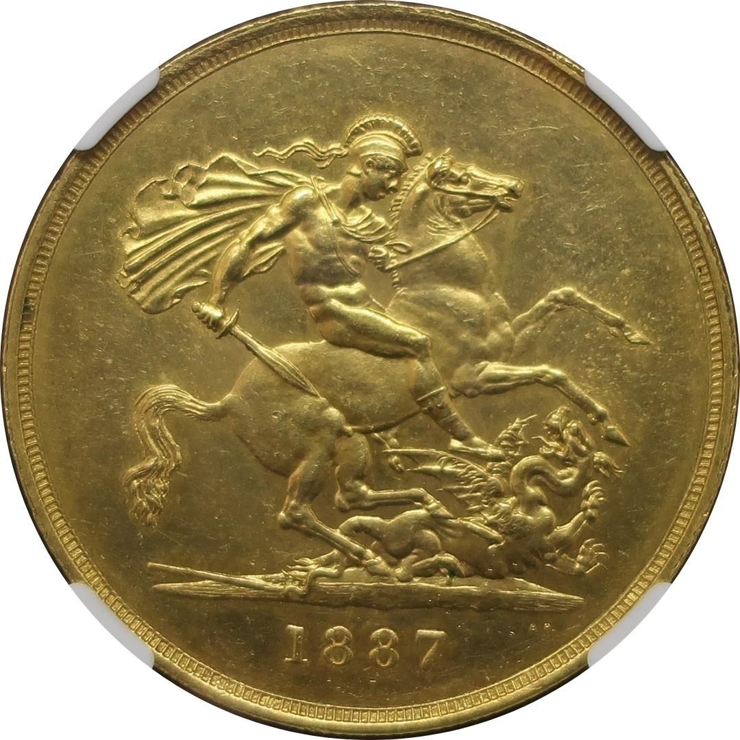 1887 イギリス 5ポンド金貨 ヴィクトリア女王 ジュビリーヘッド NGC MS62 - CoinBlessing