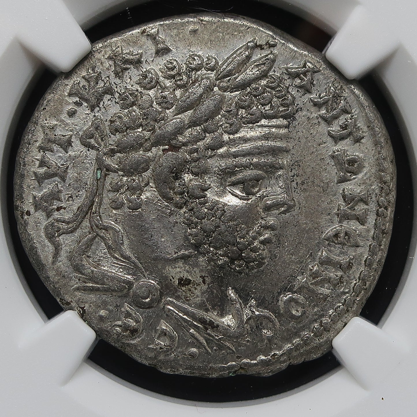 AD 198-217 シリア ラオディキア テトラドラクマ カラカラ帝 ChAU5/5-4/5 NGC鑑定済み image10