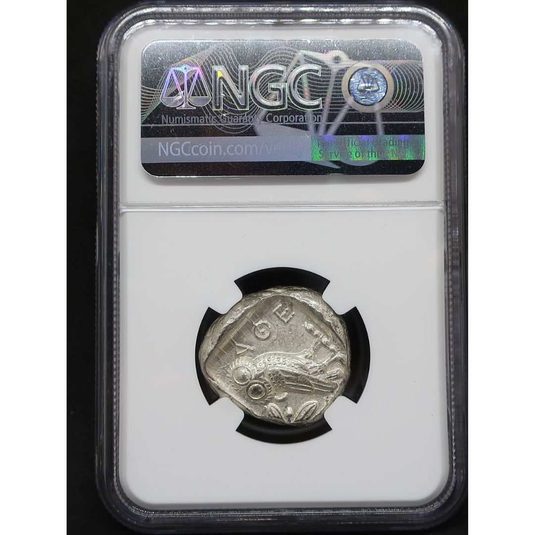 紀元前440-404 古代ギリシャ アッティカ アテネ テトラドラクマ銀貨 ChAU 4/5-4/5 NGC鑑定済み image5