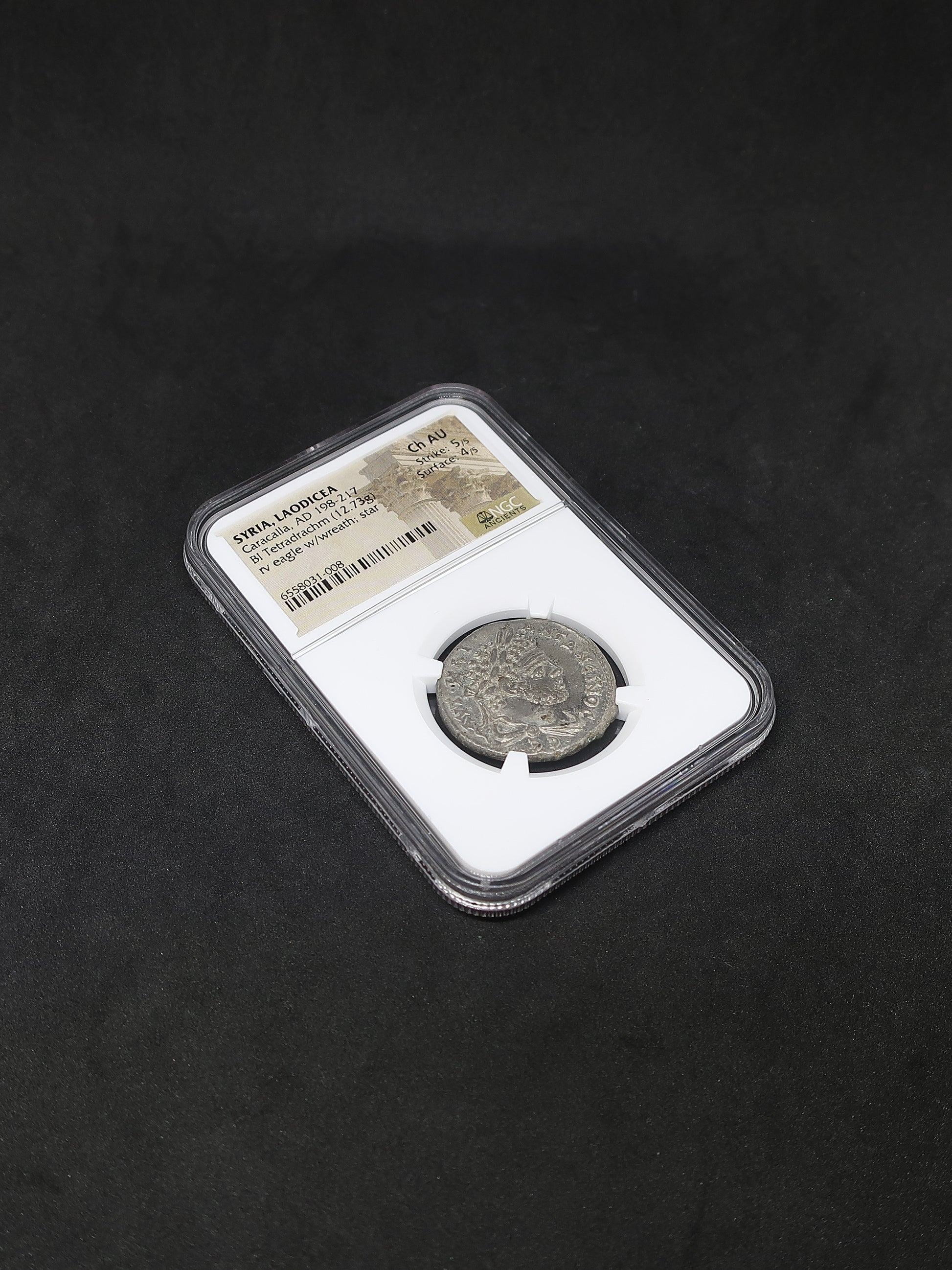 AD 198-217 シリア ラオディキア テトラドラクマ カラカラ帝 ChAU5/5-4/5 NGC鑑定済み image8