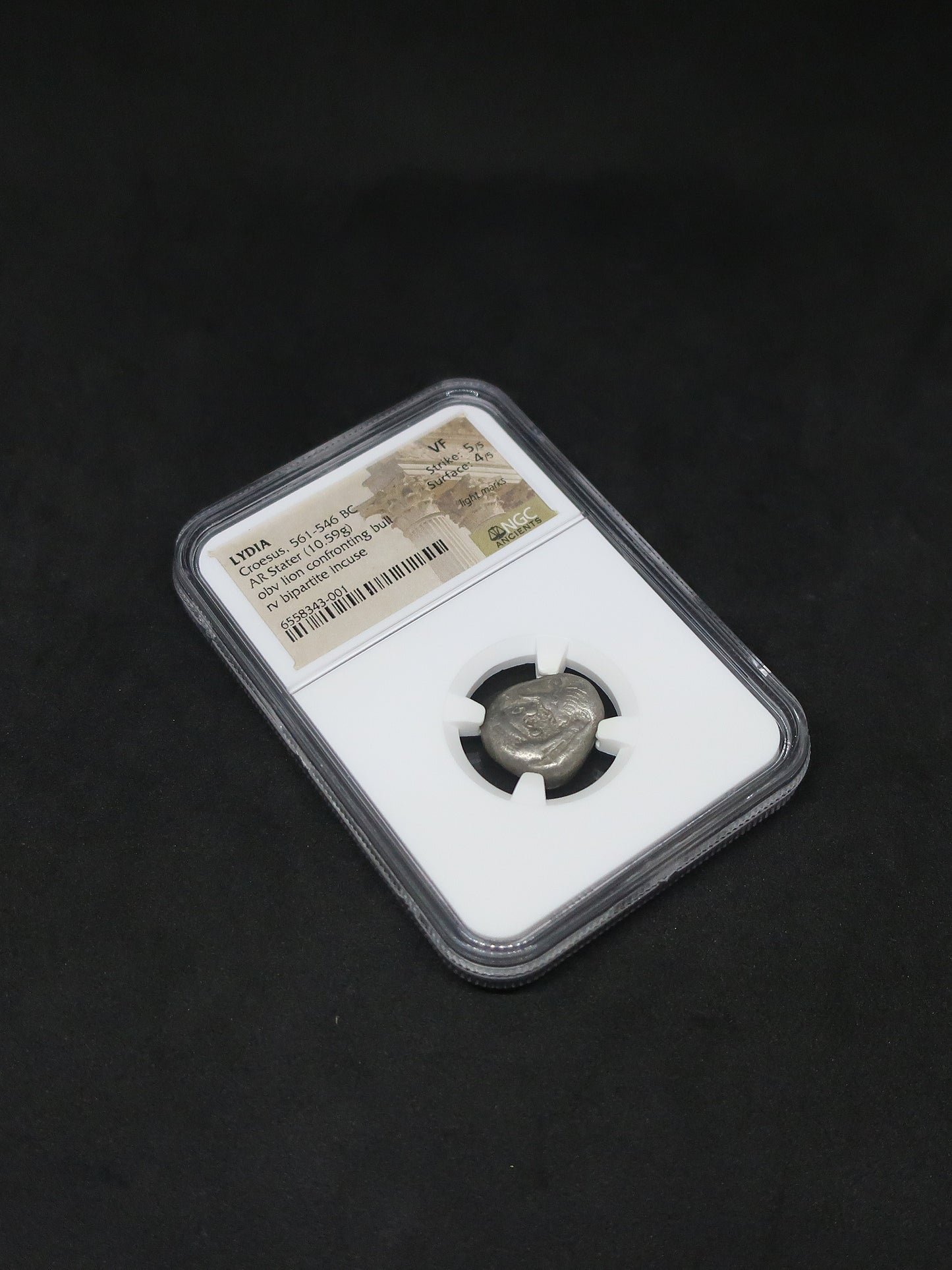 561-546 BC リディア帝国 スタテル銀貨 クロイソス VF5/5-4/5 NGC鑑定済み 画像8
