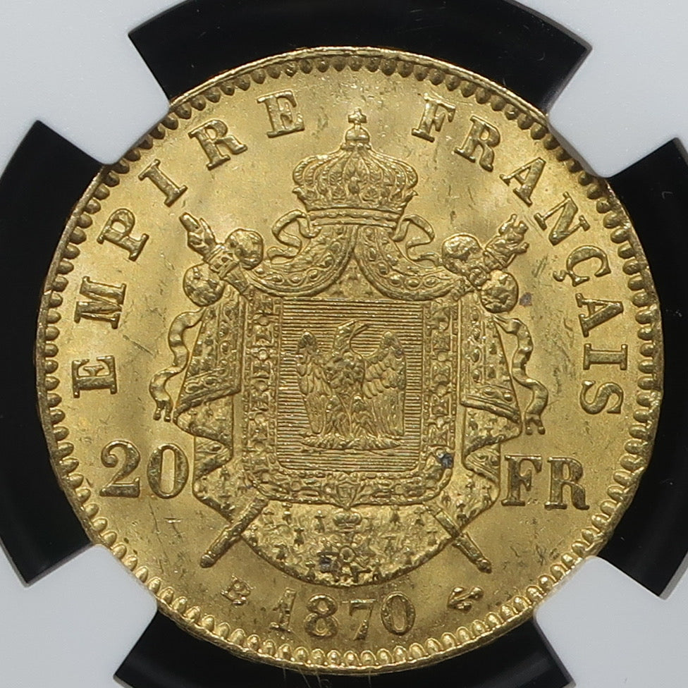 1870BB フランス 20フラン金貨 ナポレオン3世 有冠 MS63 NGC – CoinBlessing(コインブレッシング)