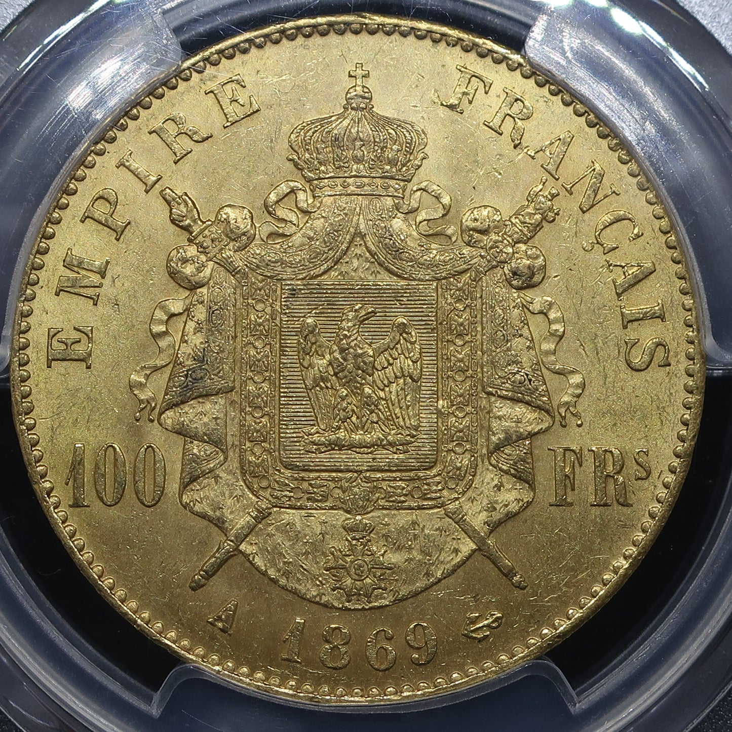 1869A フランス 100フラン金貨 ナポレオン3世 MS62 PCGS