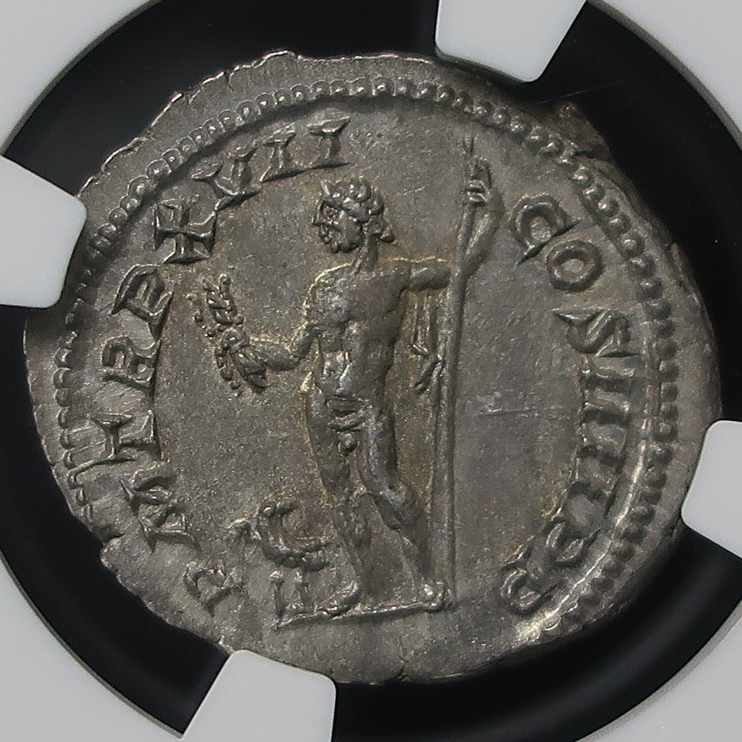 AD198-217 ローマ帝国 デナリウス銀貨 カラカラ帝 ChAU5/5-5/5 NGC鑑定済み image6