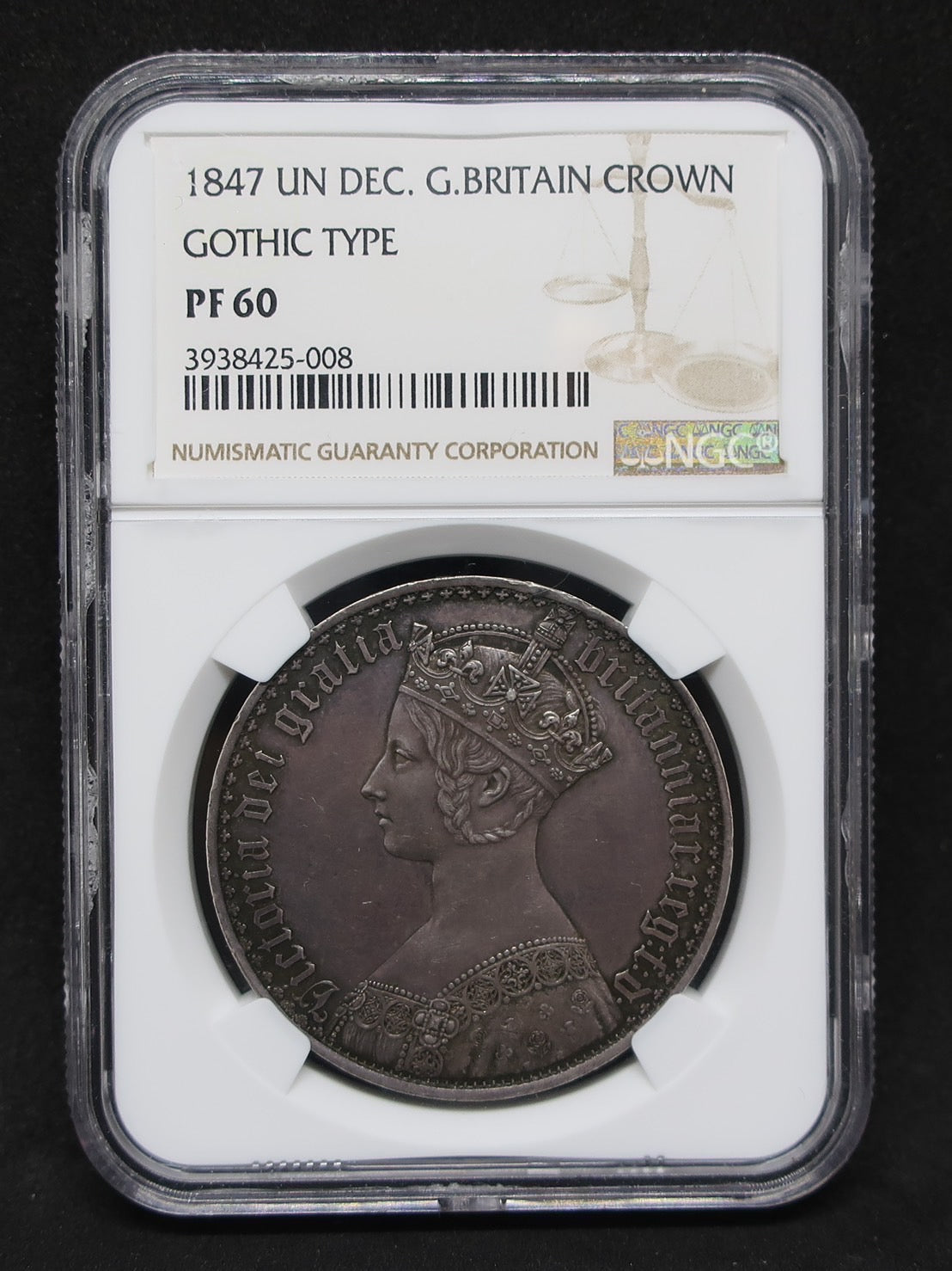 1847 イギリス ゴシッククラウン銀貨 ヴィクトリア女王 アンデシモ PF60 NGC - CoinBlessing