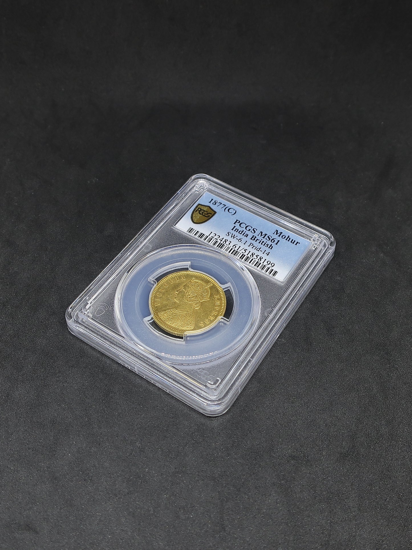 1877(C) インド 英領インド モハール金貨 ヴィクトリア カルカッタ  MS61 NGC鑑定済み image8