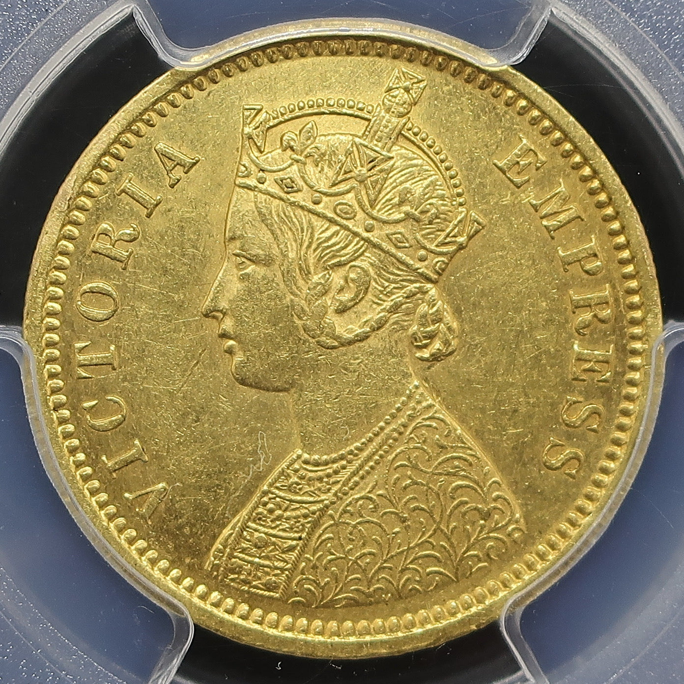 1877(C) インド 英領インド モハール金貨 ヴィクトリア カルカッタ  MS61 NGC鑑定済み image10