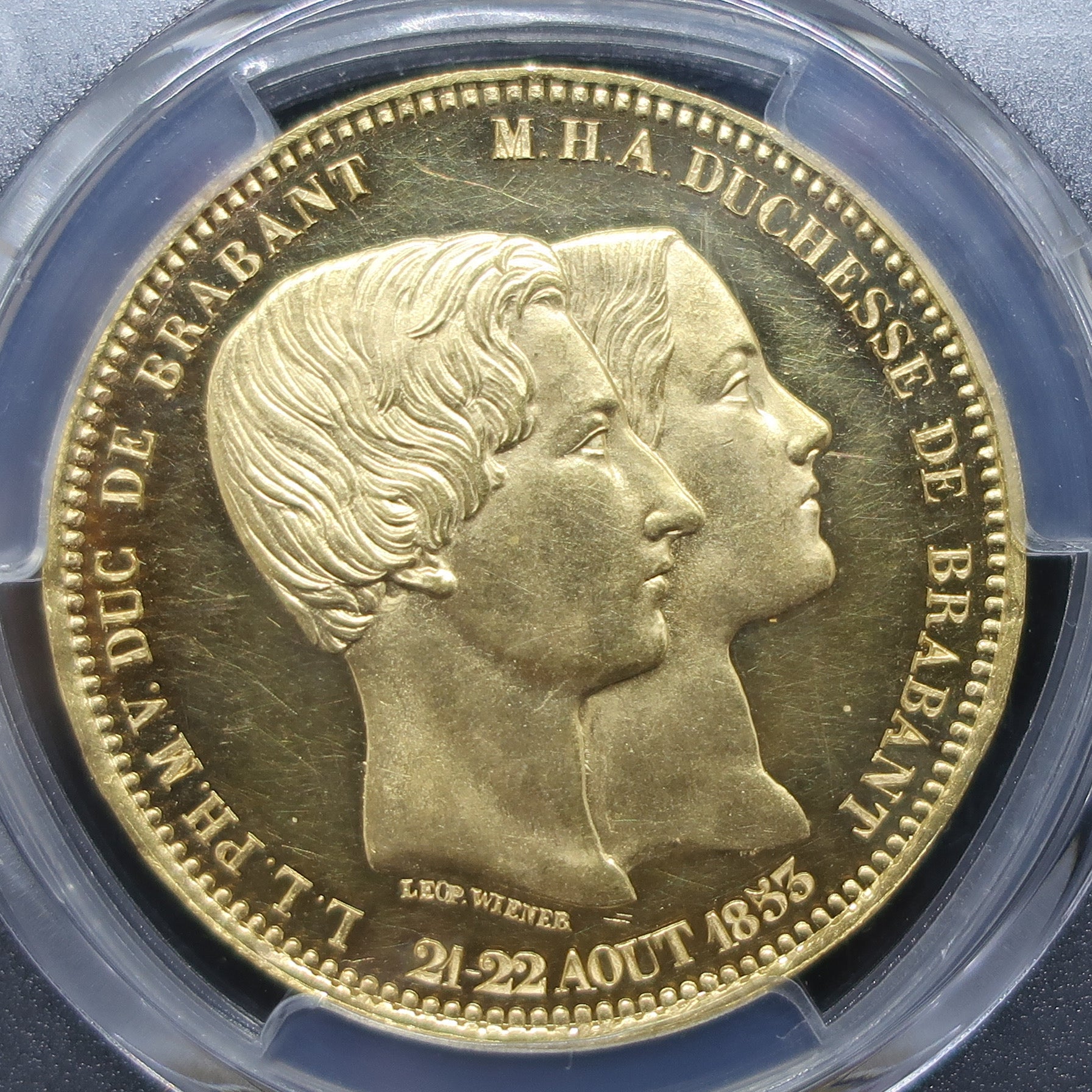 1853 ベルギー 100フラン金貨 レオポルド1世 皇太子ご成婚記念 PCGS 