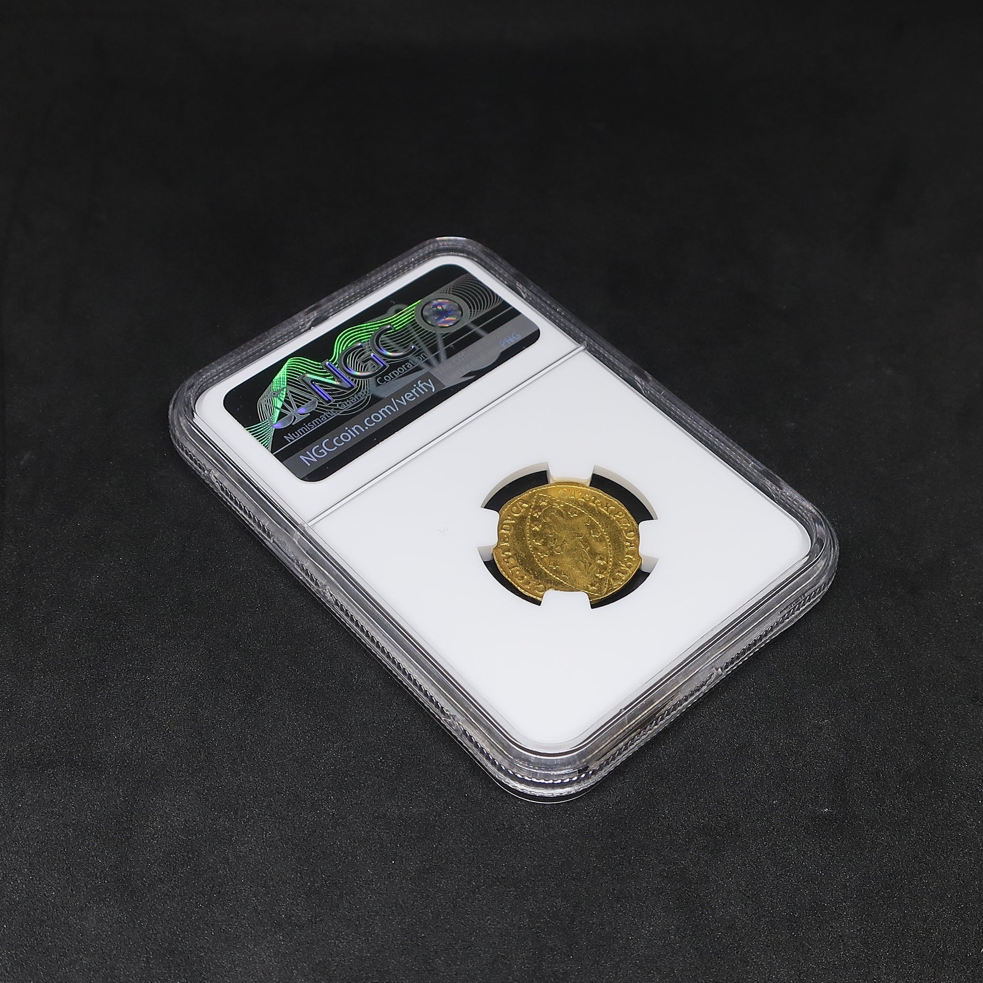 1789-97 イタリア ヴェネツィア共和国 ゼッキーノ金貨 ルドヴィコ・マニン MS63 NGC鑑定済み 斜めからのスラブ裏面全体像