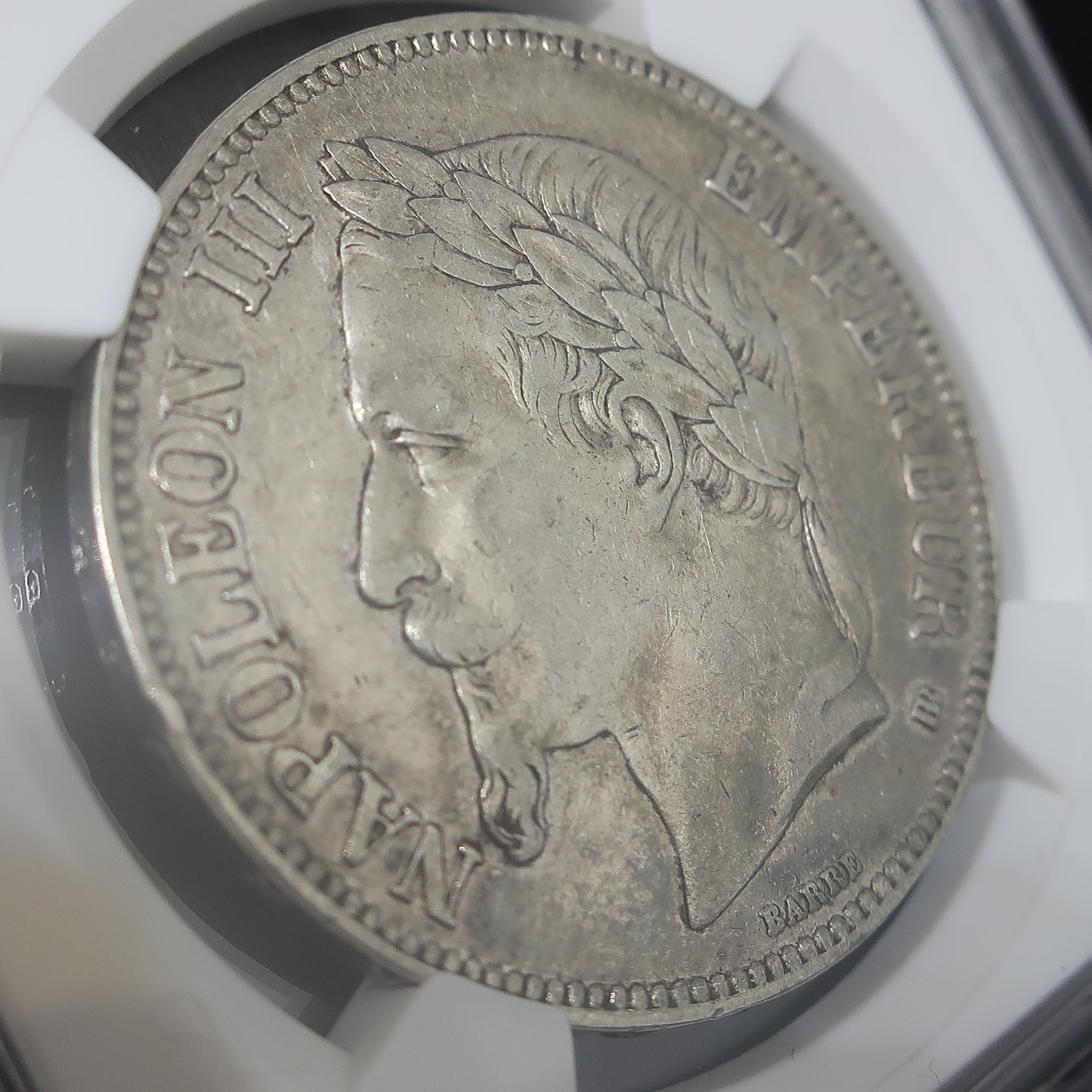1869BB フランス 5フラン銀貨 ナポレオン3世 有冠 XF Details NGC鑑定済み - CoinBlessing(コインブレッシング)