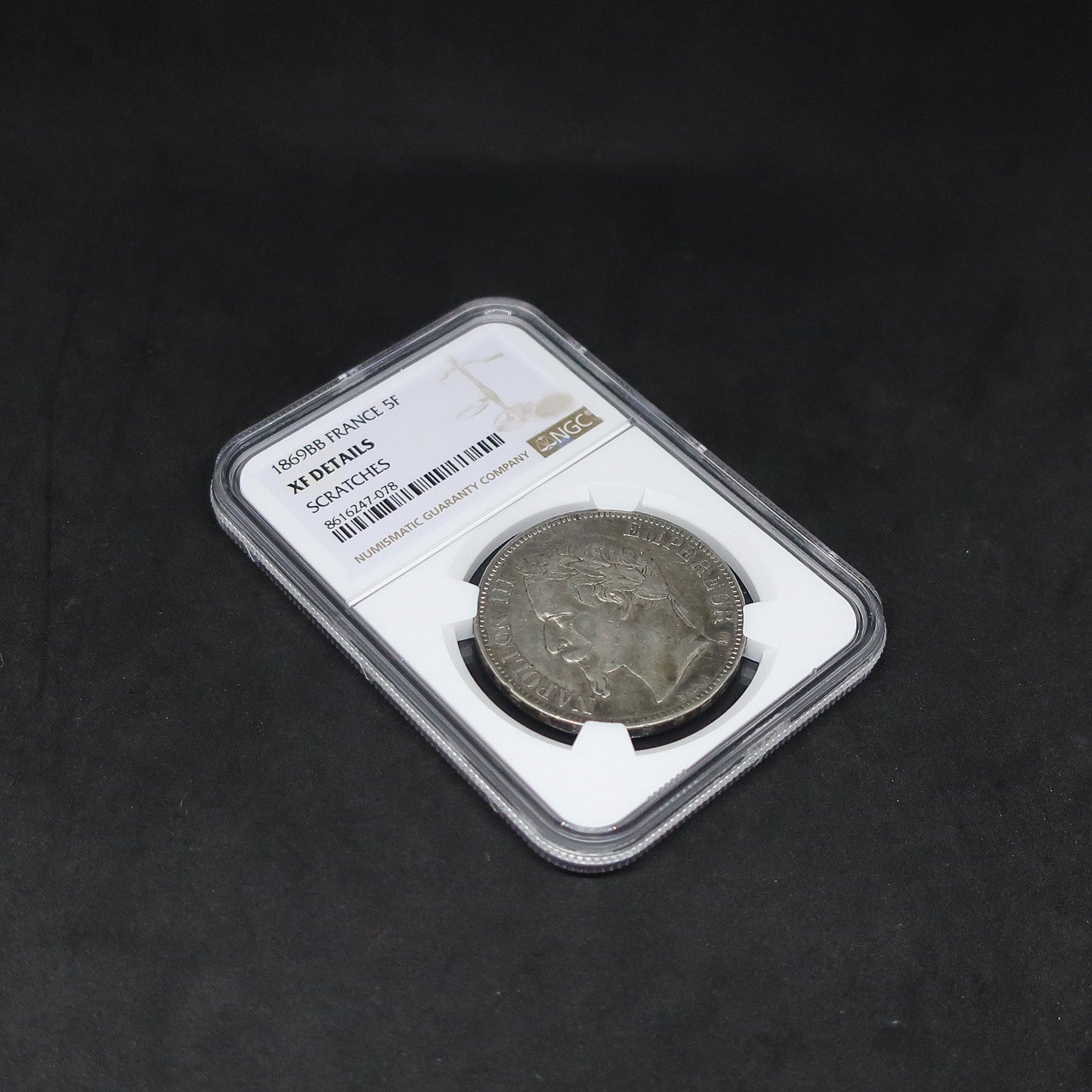 1869BB フランス 5フラン銀貨 ナポレオン3世 有冠 XF Details NGC鑑定済み - CoinBlessing(コインブレッシング)