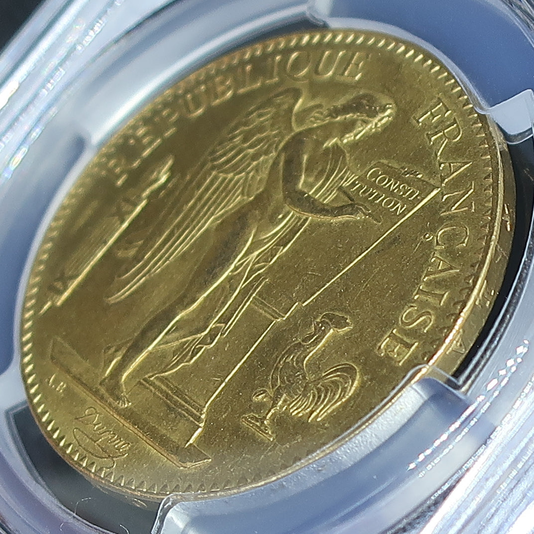 1878A フランス 100フラン金貨 幸運を呼ぶ守護天使 MS64 PCGS 表面拡大画像
