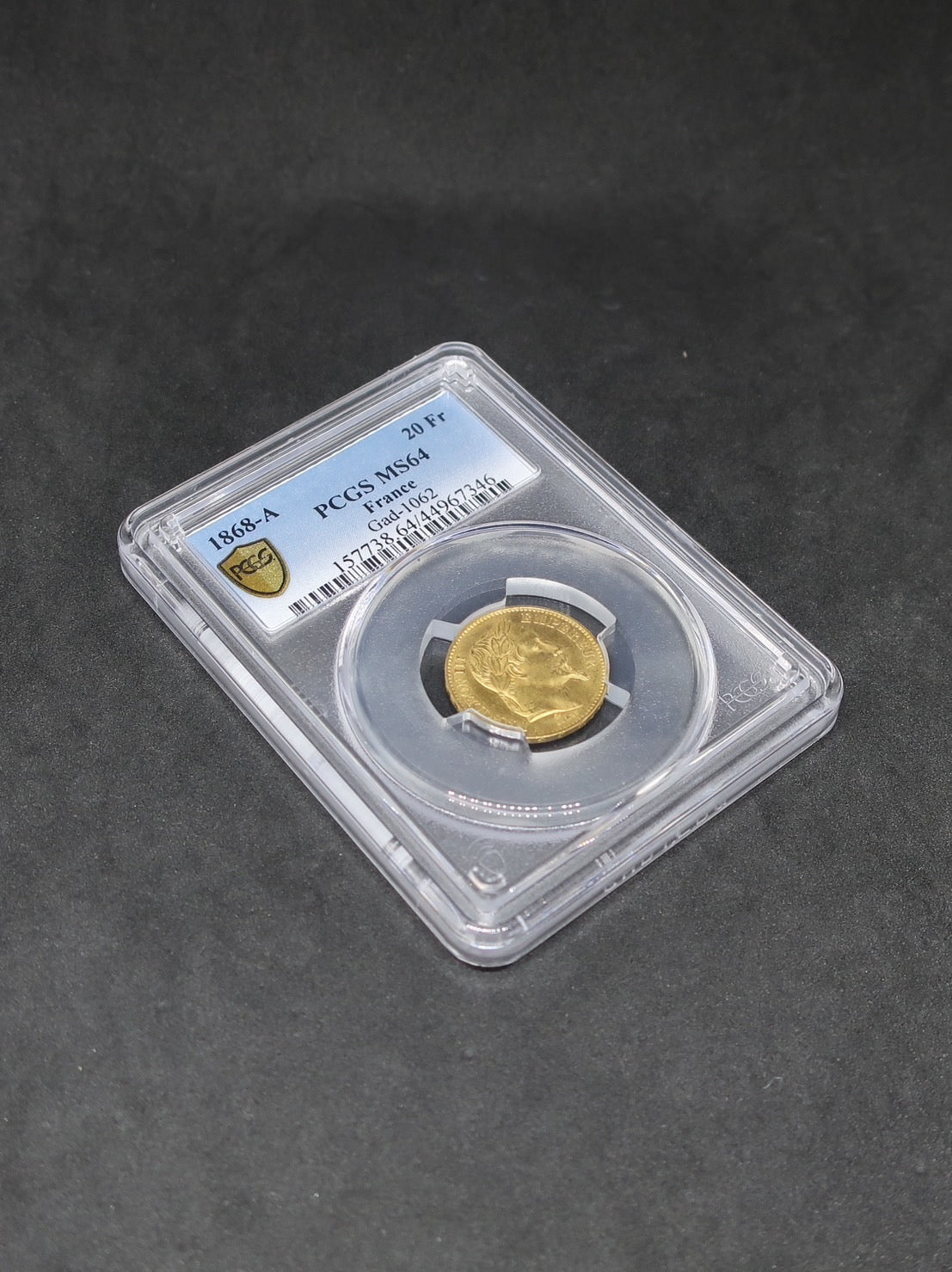 1868A フランス 20フラン金貨 ナポレオン3世 有冠 MS64 PCGS