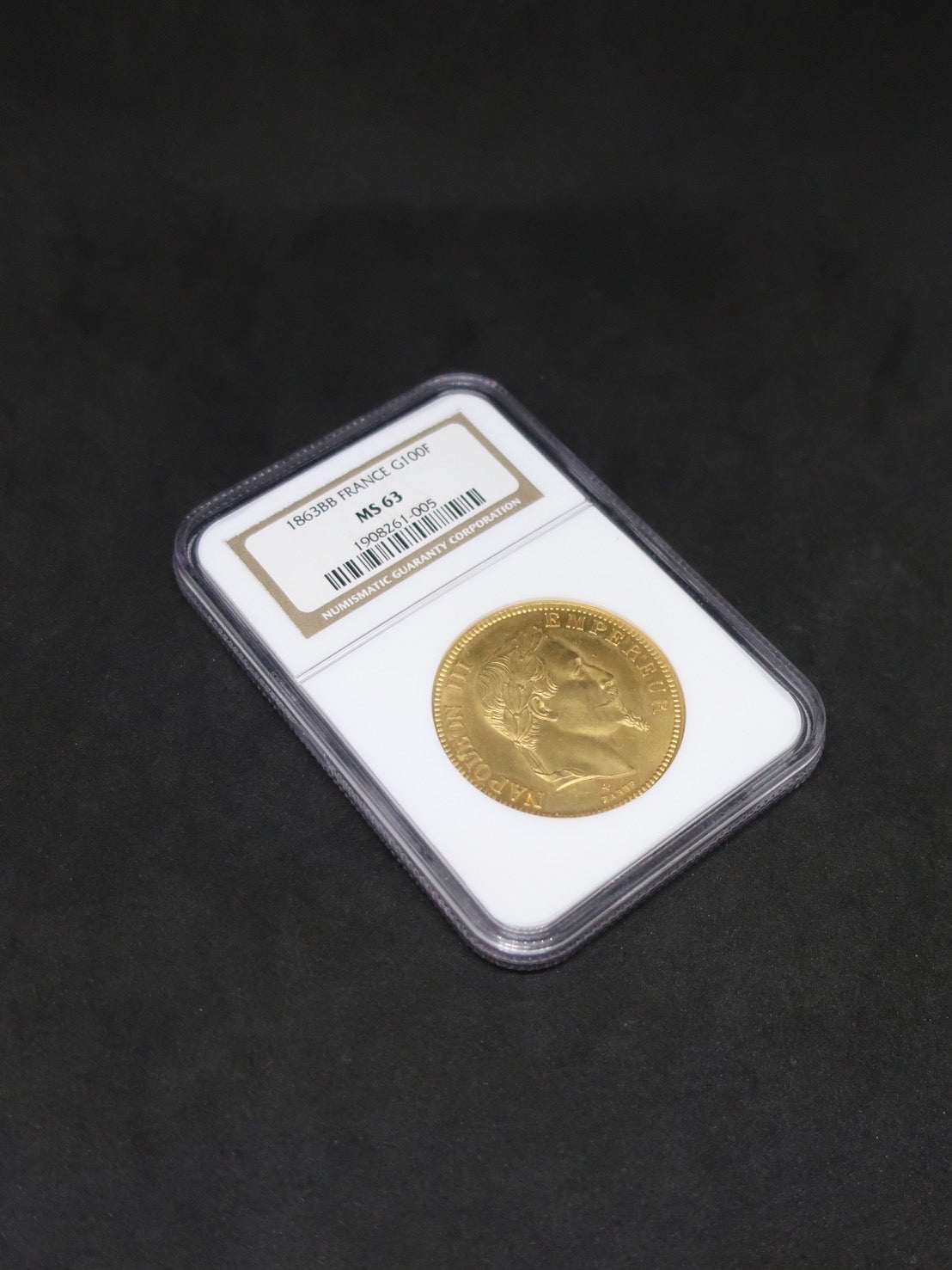 1863BB フランス 100フラン金貨 ナポレオン3世 MS63 NGC