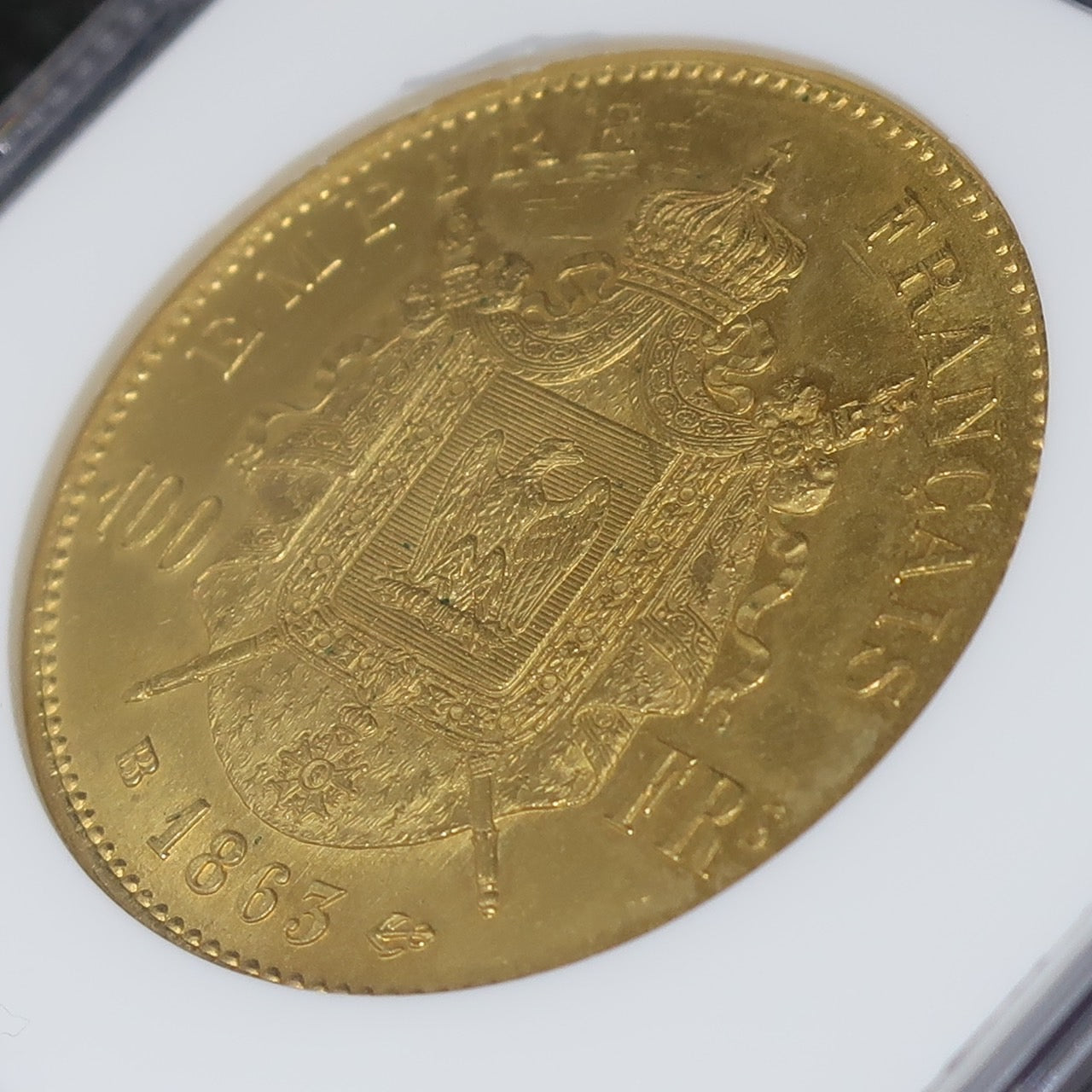 1863BB フランス 100フラン金貨 ナポレオン3世 MS63 NGC