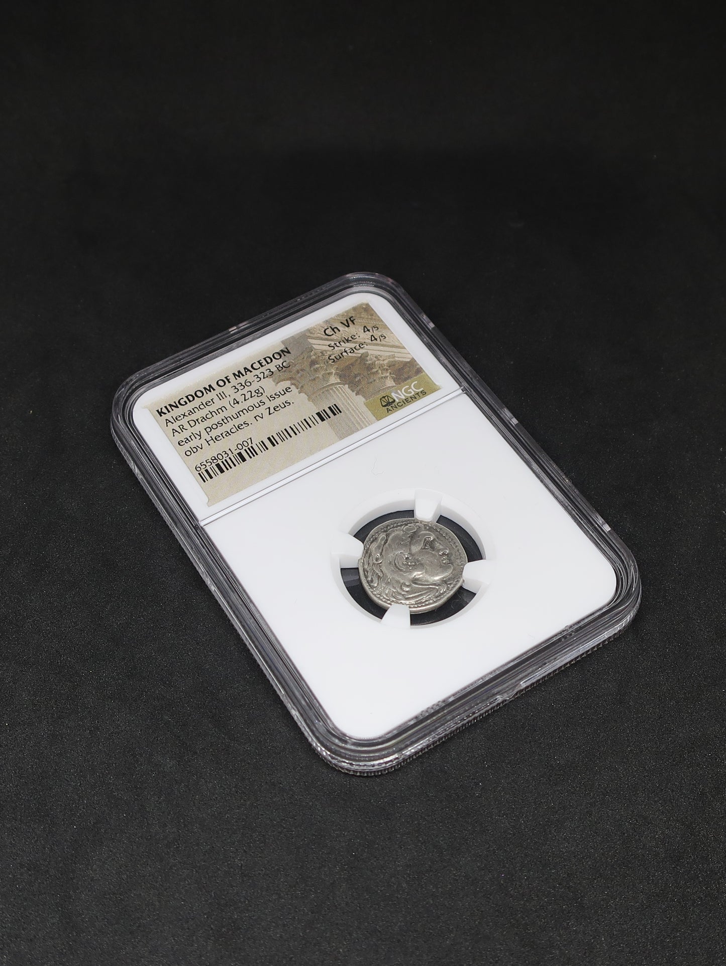 336-323 BC 古代マケドニア ドラクマ銀貨 アレキサンダー3世 ChVF4/5-4/5 NGC鑑定済み 画像8