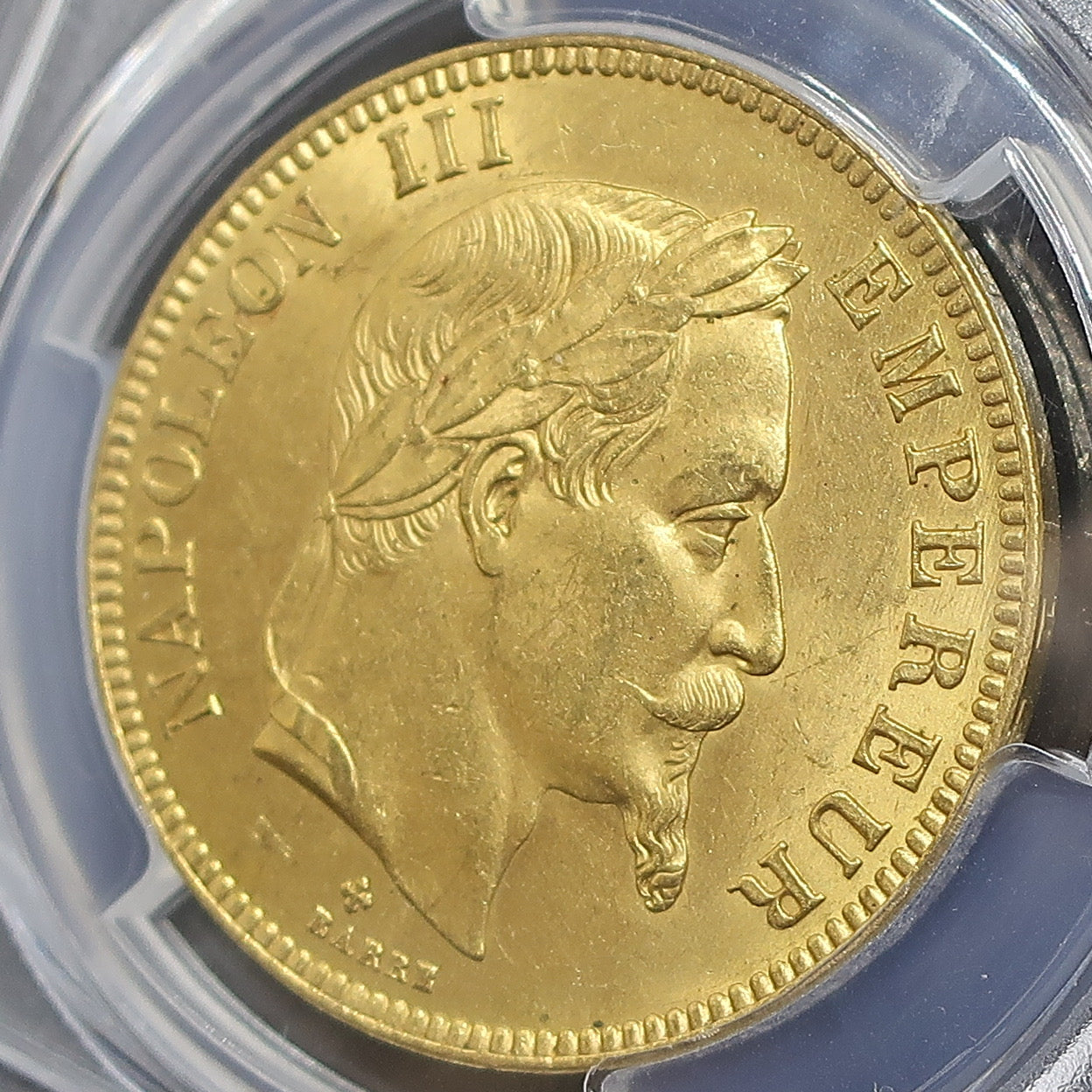 1869BB フランス 100フラン金貨 皇帝ナポレオン3世 MS63 PCGS image6