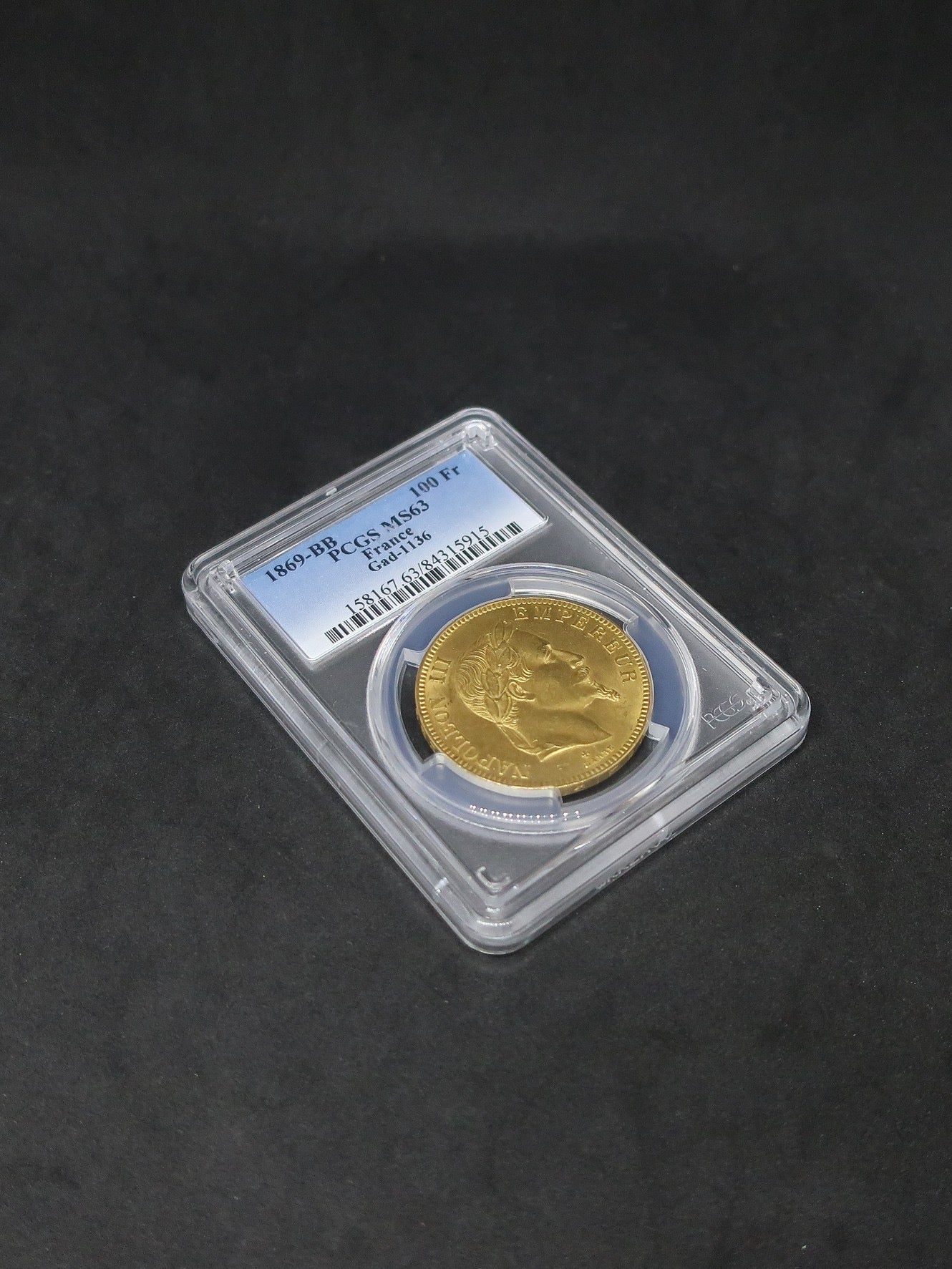 1869BB フランス 100フラン金貨 皇帝ナポレオン3世 MS63 PCGS image8