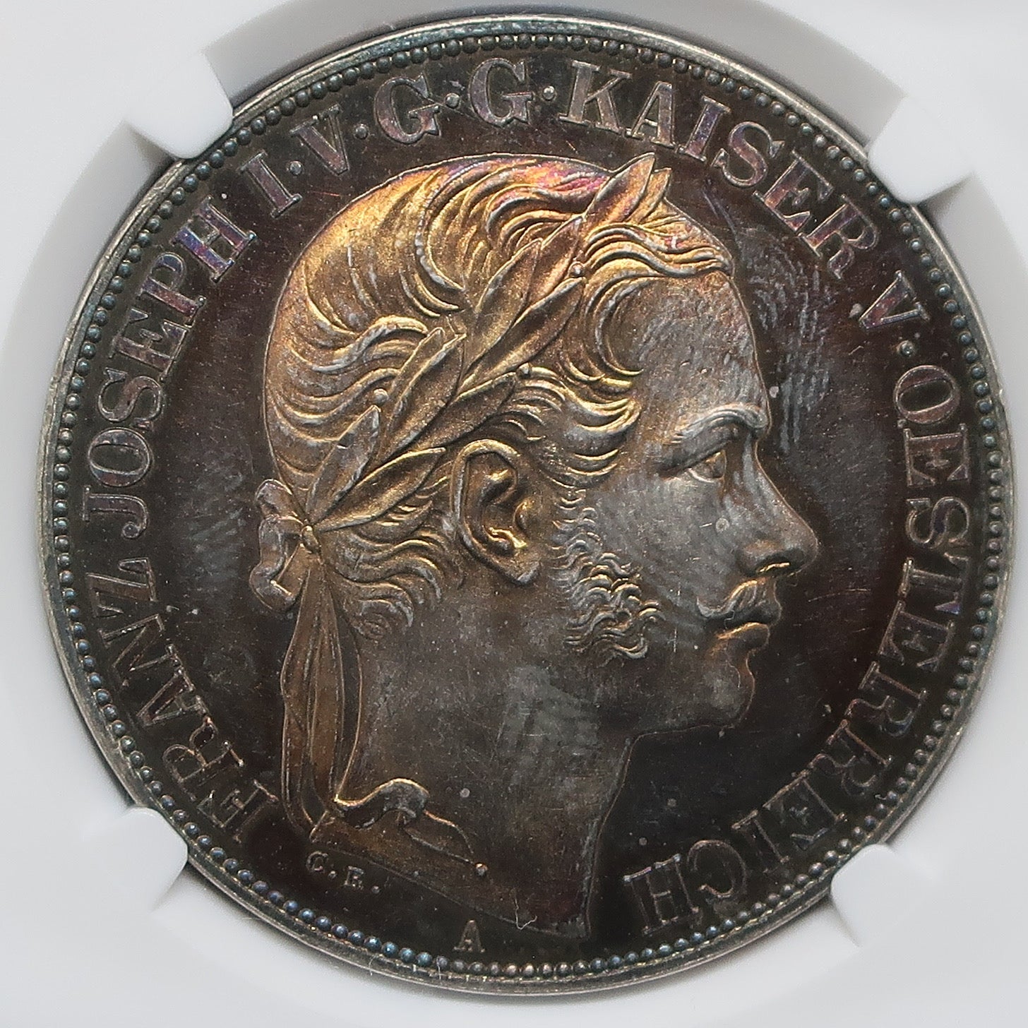 1857A オーストリア 2ターラー銀貨 ウィーン・トリエステ鉄道開通記念 PF63 + CAMEO NGC image10