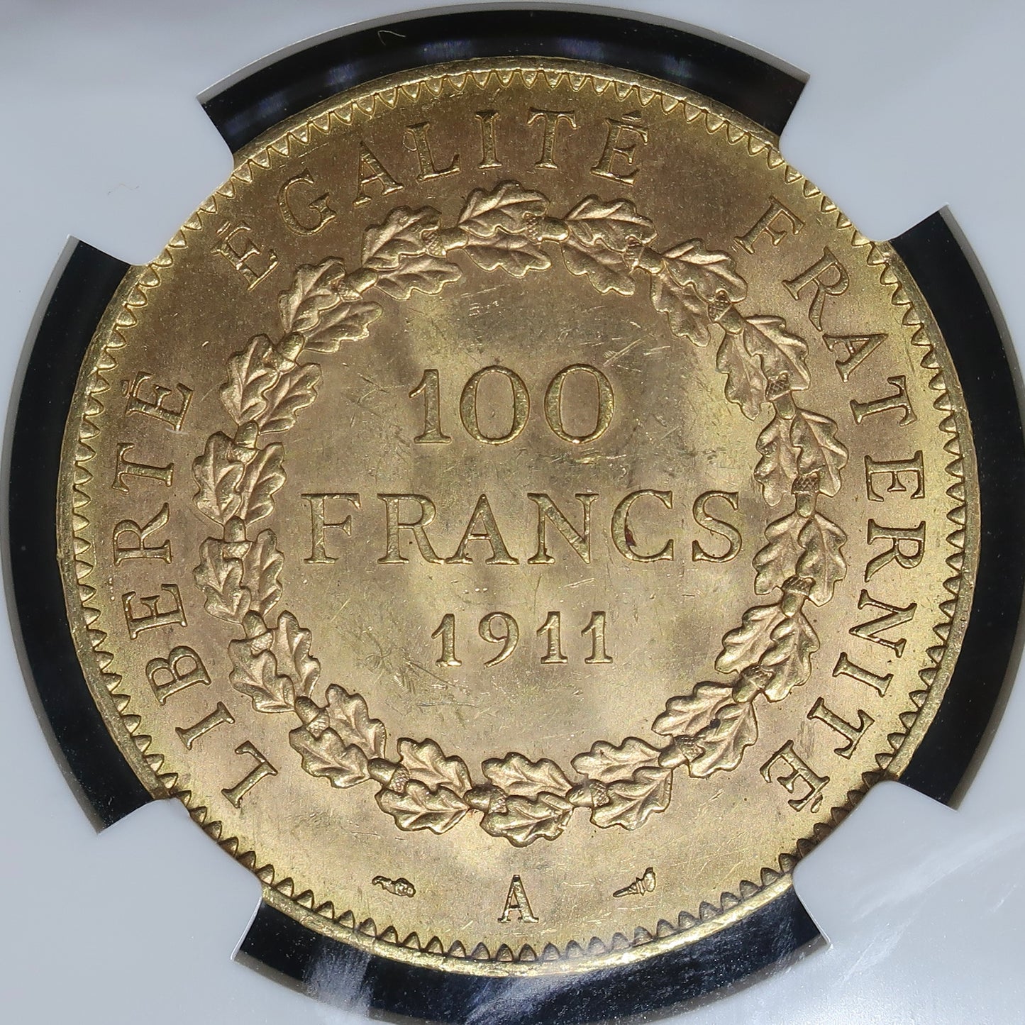 【幸運を運ぶ守護天使】1911A フランス 100フラン金貨 エンジェル金貨 MS63 NGC