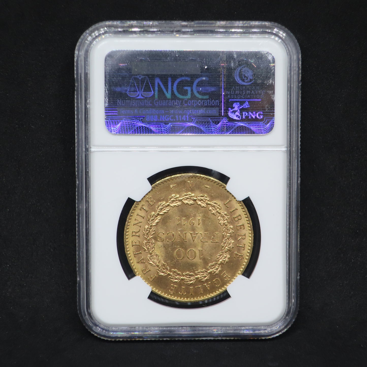 【幸運を運ぶ守護天使】1911A フランス 100フラン金貨 エンジェル金貨 MS63 NGC