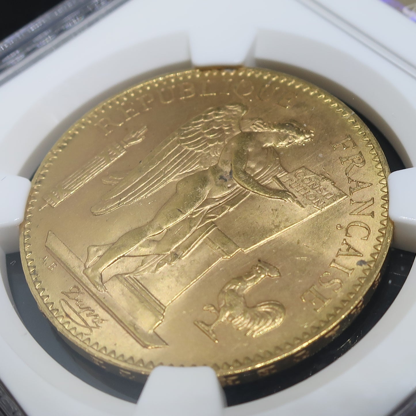 【幸運を運ぶ守護天使】1911A フランス 100フラン金貨 エンジェル金貨 MS63 NGC