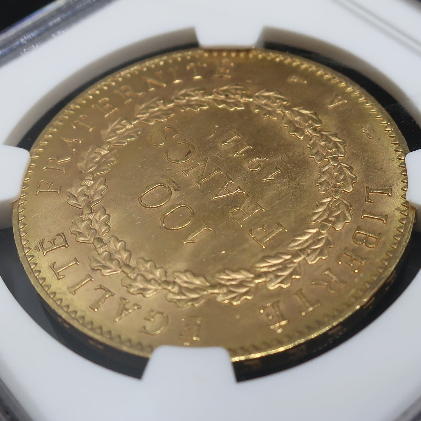 【幸運を運ぶ守護天使】1911A フランス 100フラン金貨 エンジェル金貨 MS63 NGC