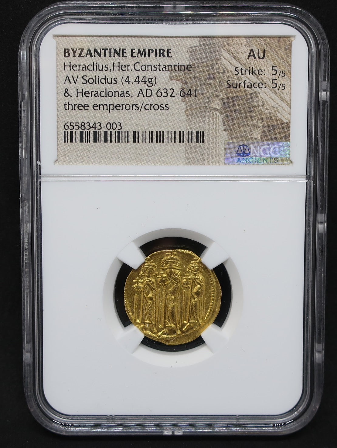 AD632-641  ビザンツ帝国 ソリダス金貨 ビザンチン AU5/5-5/5 NGC鑑定済み image4