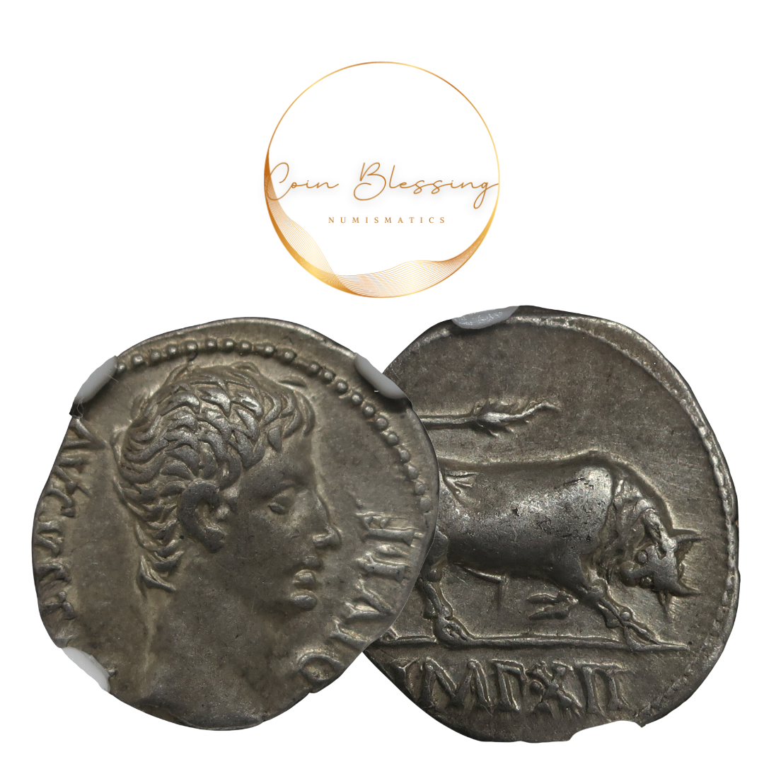 27 BC-AD 14 ローマ帝国 デナリウス銀貨 アウグストゥス XF4/5-4/5 NGC鑑定済み