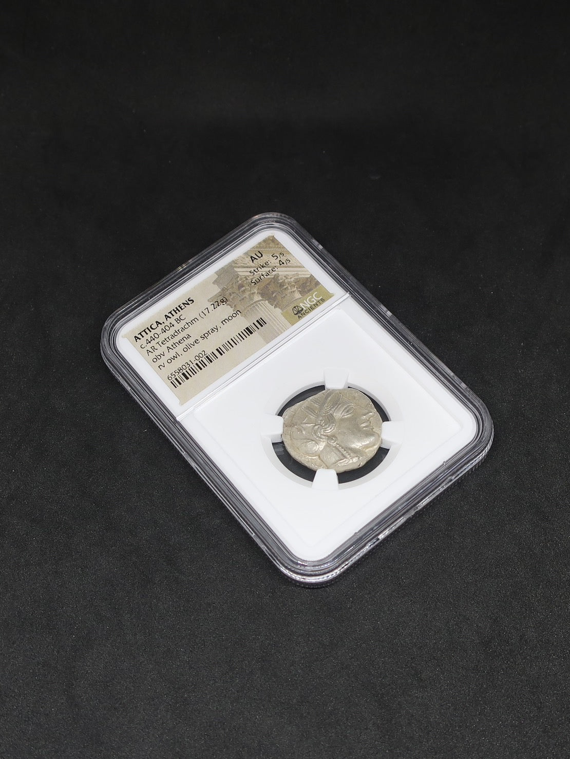 440-404 BC 古代ギリシャ アッティカ アテネ テトラドラクマ銀貨 AU5/5-4/5 NGC image8