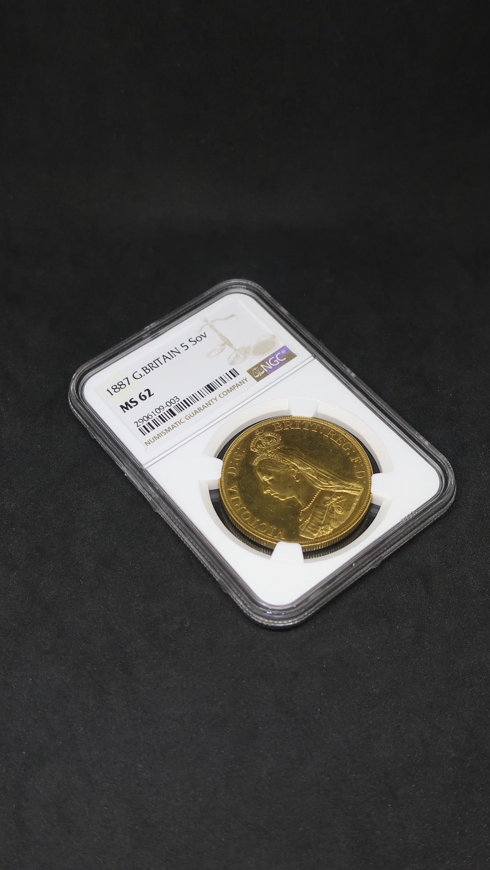 1887 イギリス 5ポンド金貨 ヴィクトリア女王 ジュビリーヘッド NGC MS62 - CoinBlessing