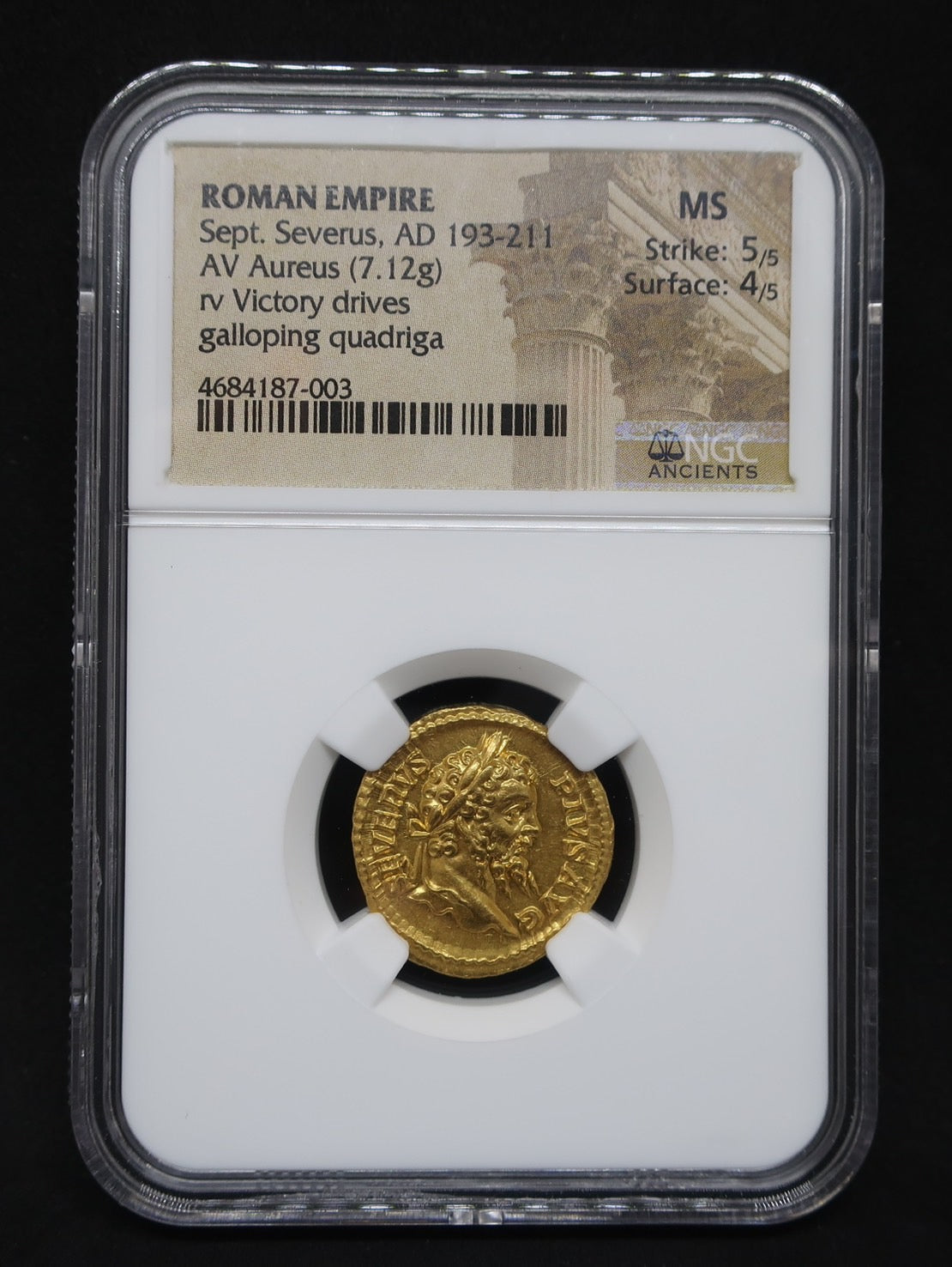 AD193-211 ローマ帝国 アウレウス金貨 セプティミウス セウェルス MS5