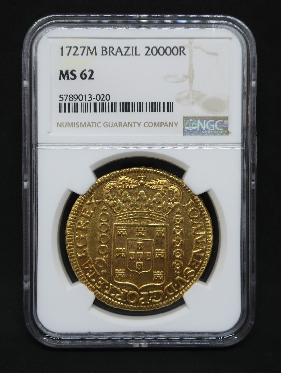 1727M ブラジル 20000レイス 超大型金貨 MS62 NGC - CoinBlessing