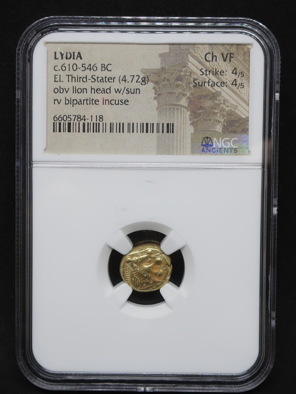 BC610-546 リディア帝国 1/3スタテル エレクトロン金貨 ChVF 4/5-4/5 NGC - CoinBlessing