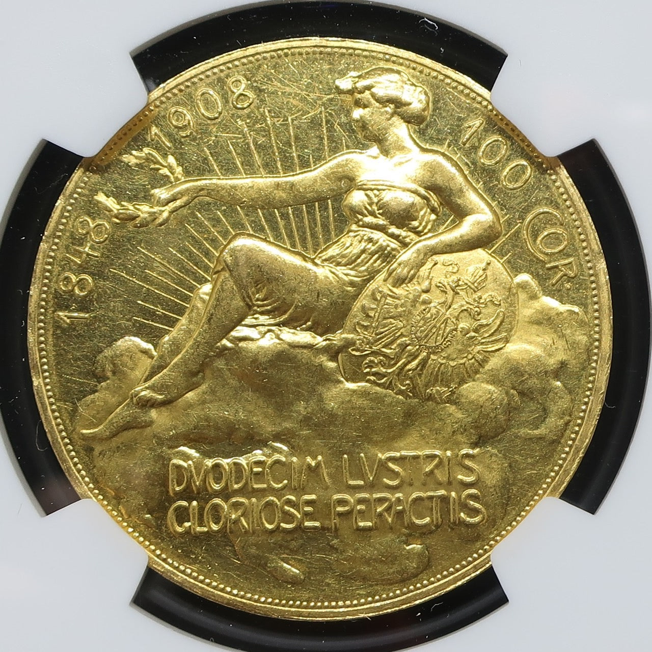 1908 オーストリア 100コロナ金貨 雲上の女神 フランツ・ヨーゼフ1世 60周年記念金貨 PF60 NGC - CoinBlessing(コインブレッシング)