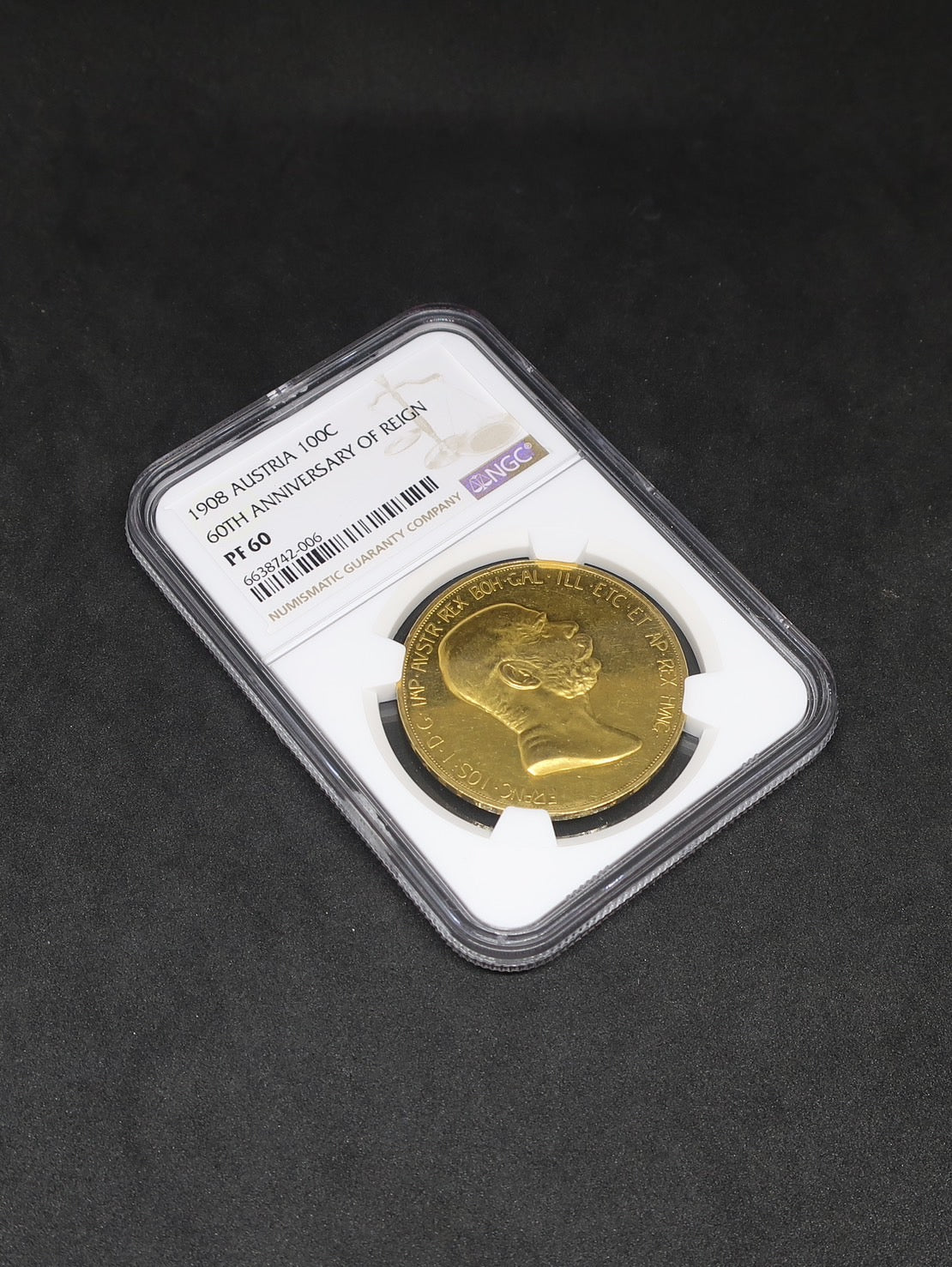 1908 オーストリア 100コロナ金貨 雲上の女神 フランツ・ヨーゼフ1世 60周年記念金貨 PF60 NGC - CoinBlessing(コインブレッシング)