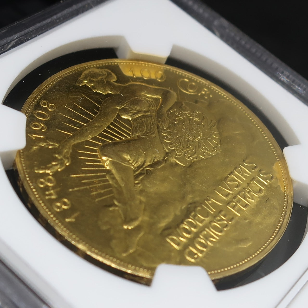 1908 オーストリア 100コロナ金貨 雲上の女神 フランツ・ヨーゼフ1世 60周年記念金貨 PF60 NGC - CoinBlessing(コインブレッシング)