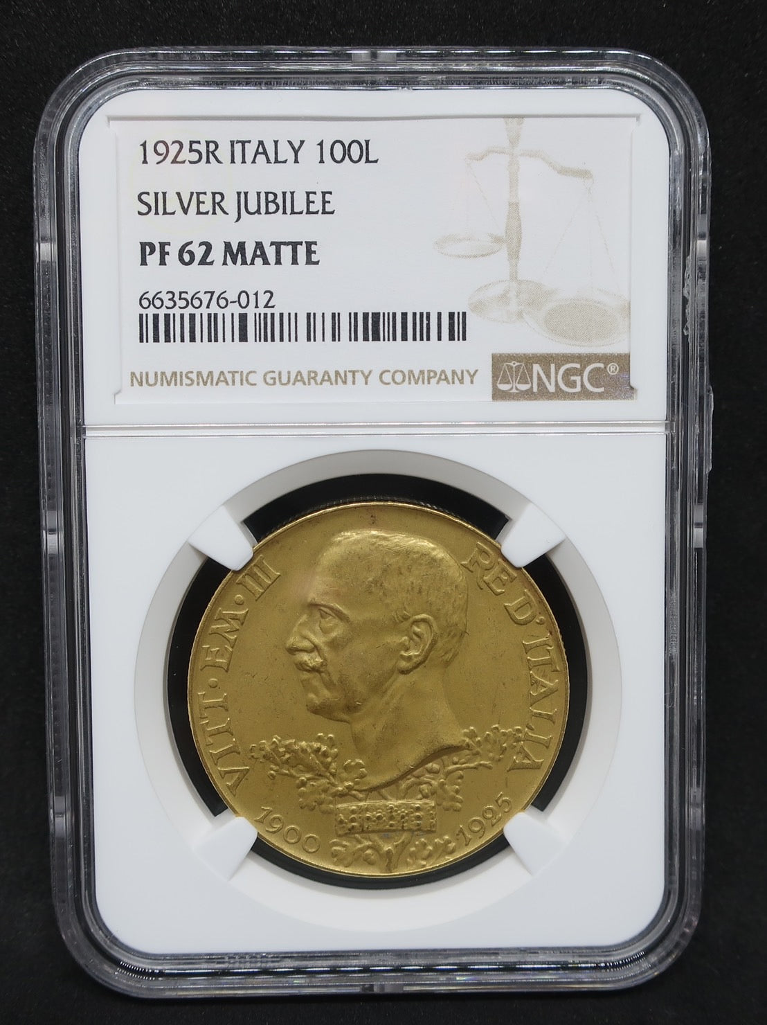 1925 イタリア 100リレ金貨 ヴィットリオ・エマニュエレ3世 PF62 MATTE NGC - CoinBlessing(コインブレッシング)