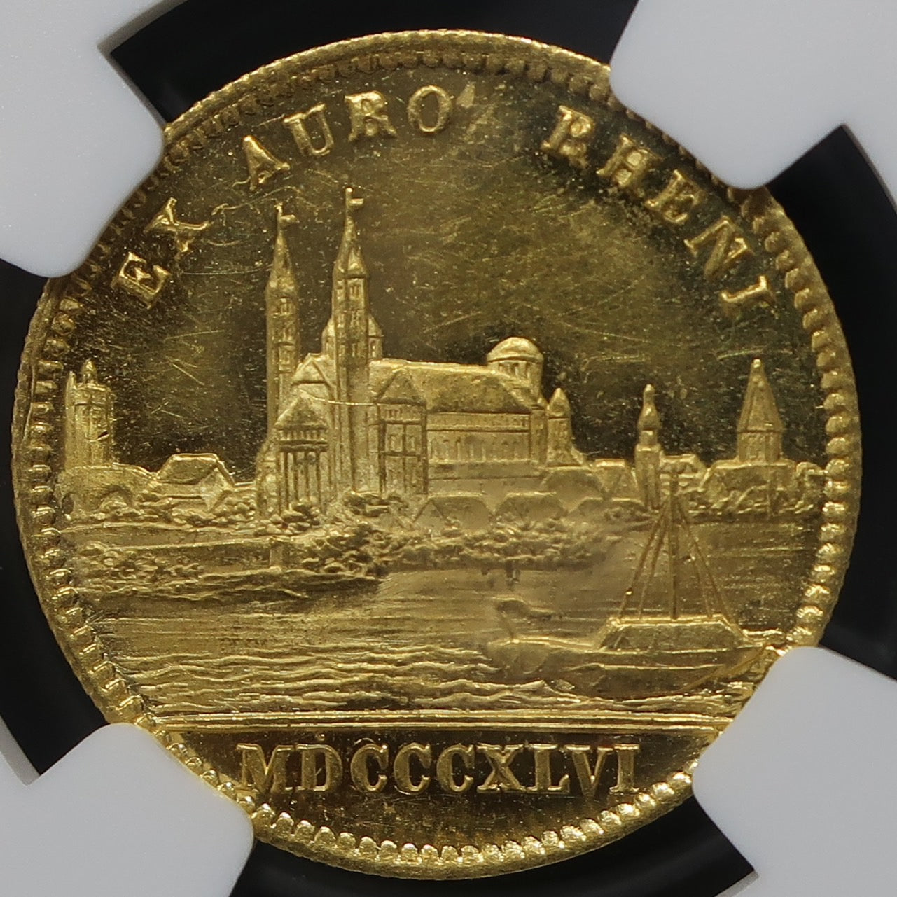 1846 ドイツ バイエルン ダカット金貨 ルートヴィヒ1世 都市景観 ライン川 MS62 PL NGC - CoinBlessing(コインブレッシング)