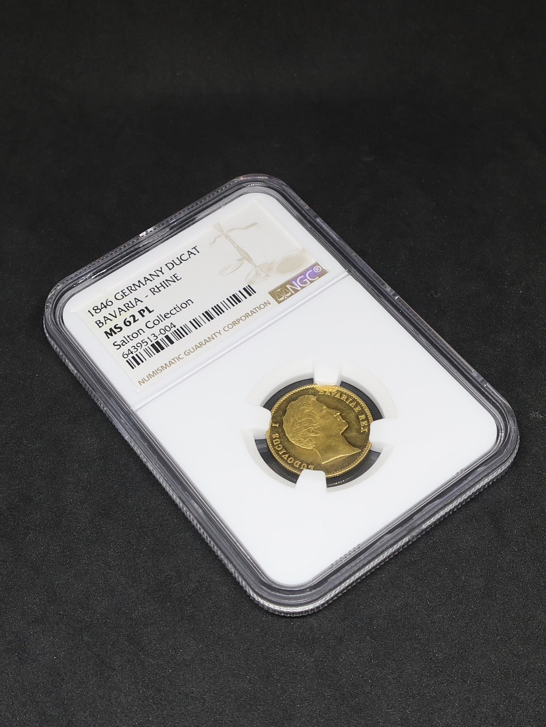 1846 ドイツ バイエルン ダカット金貨 ルートヴィヒ1世 都市景観 ライン川 MS62 PL NGC - CoinBlessing(コインブレッシング)