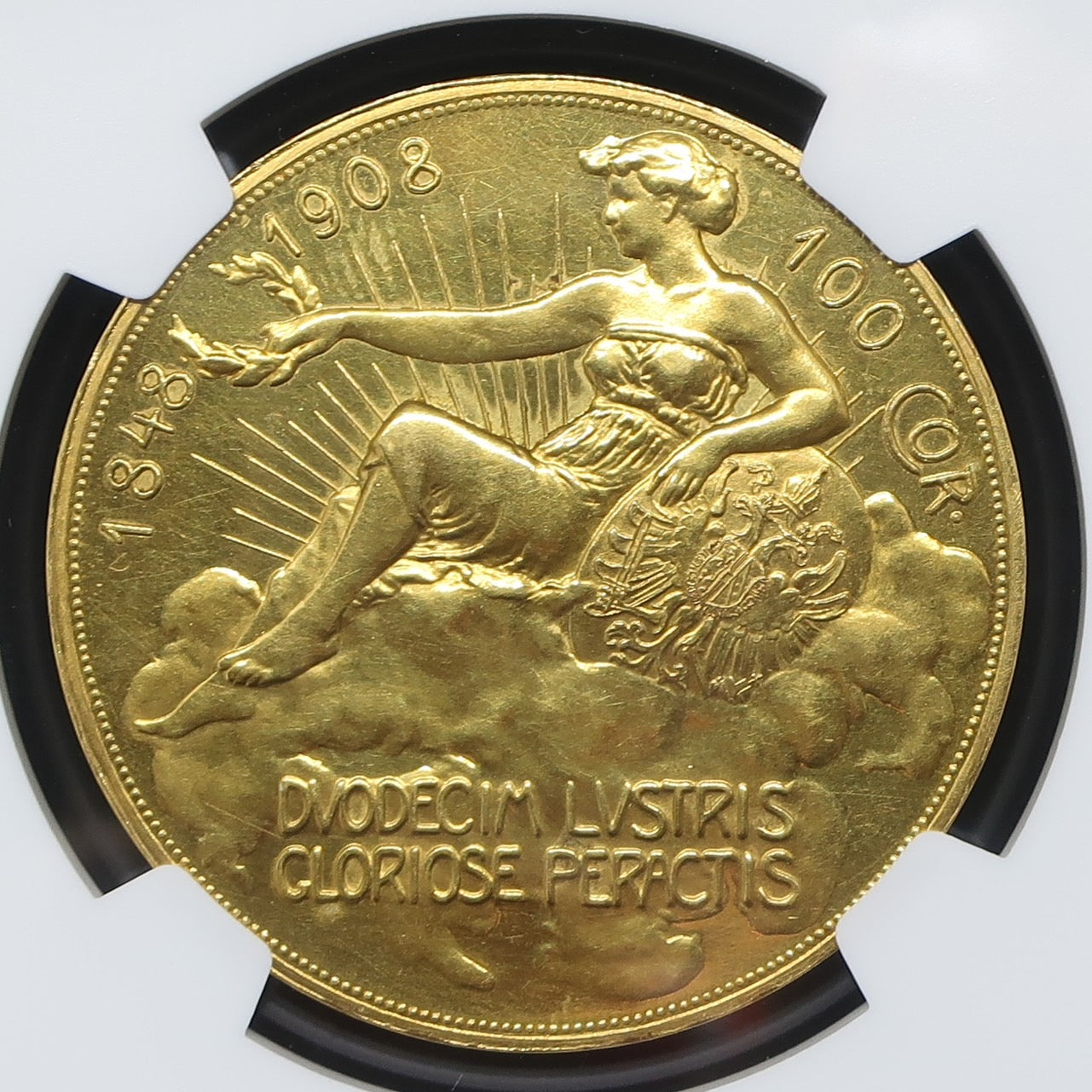 1908 オーストリア 100コロナ金貨 雲上の女神 フランツ・ヨーゼフ1世 60周年記念金貨 PF60 NGC - CoinBlessing(コインブレッシング)