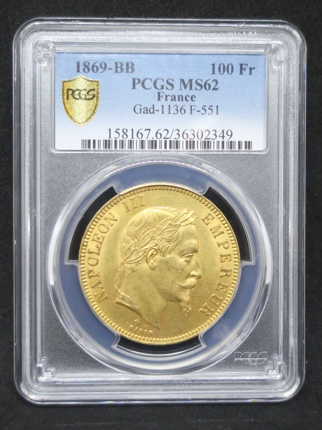 1869BB フランス 100フラン金貨 ナポレオン3世 MS62 NGC – CoinBlessing(コインブレッシング)