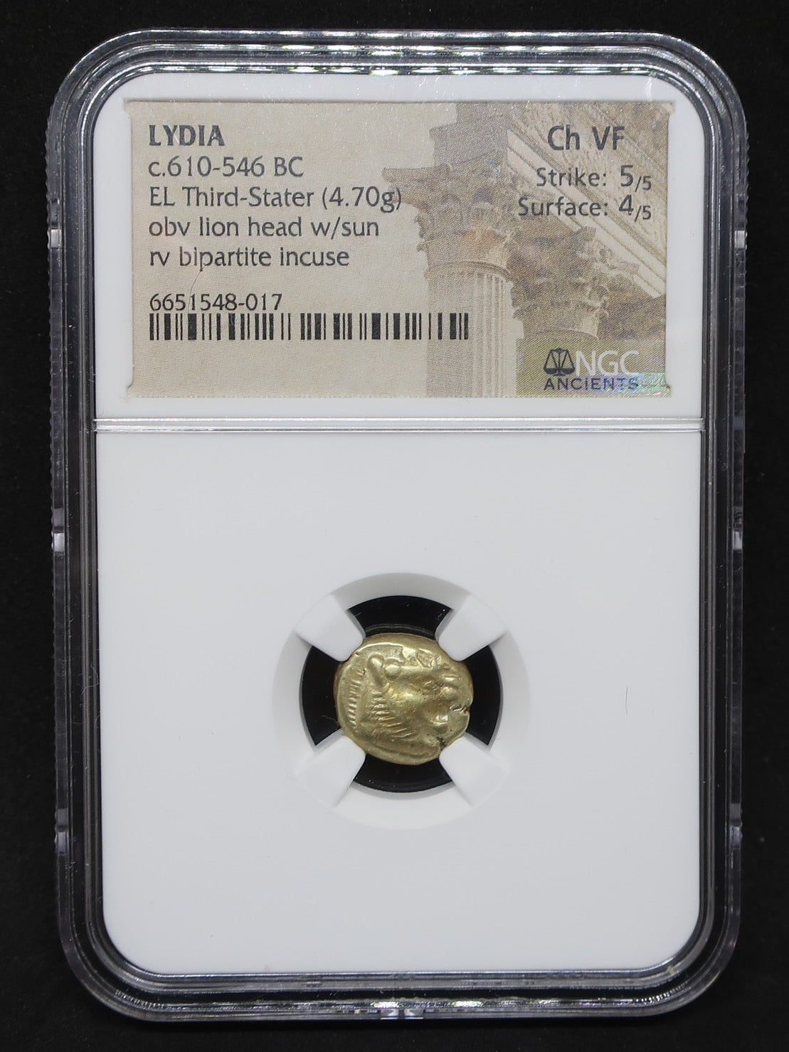 610-546 BC リディア帝国 1/3スタテル エレクトロン金貨 ChVF 5/5-4/5 NGC –  CoinBlessing(コインブレッシング)