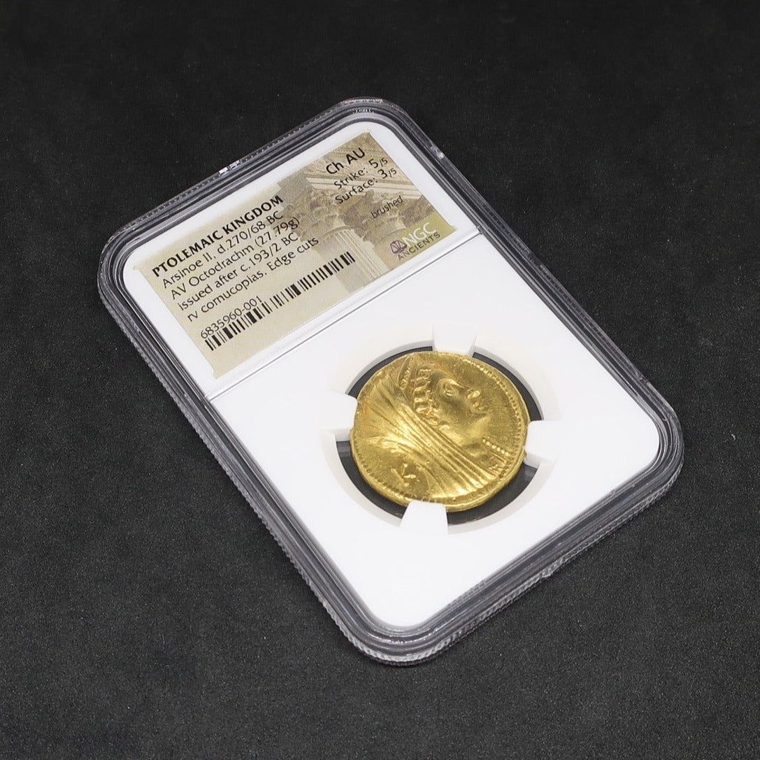 270/68BC プトレマイオス朝  オクタドラクマ金貨 アルシノエ2世 ChAU NGC - CoinBlessing(コインブレッシング)